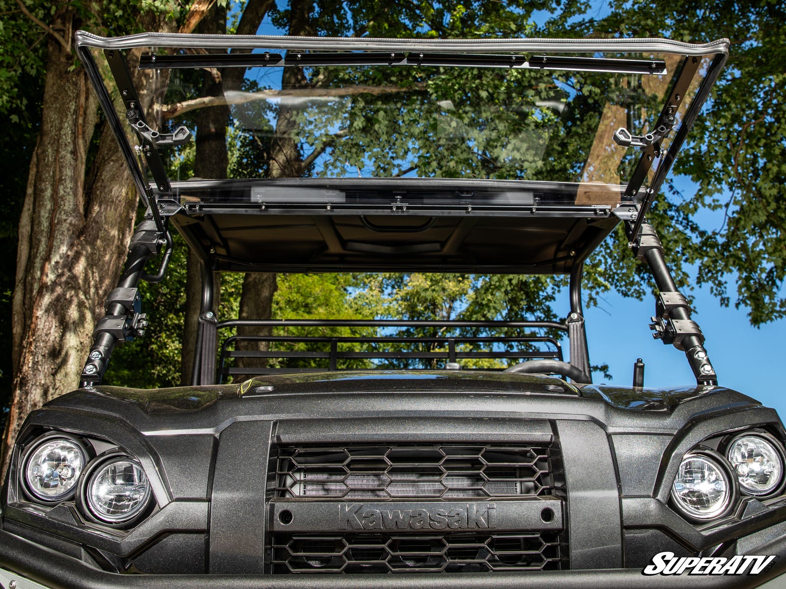 Photo of SuperATV Kawasaki Mule Pro Scratch-Resistant Flip Windshield by SuperATV - Premium Windshields for UTVs / Side by Sides