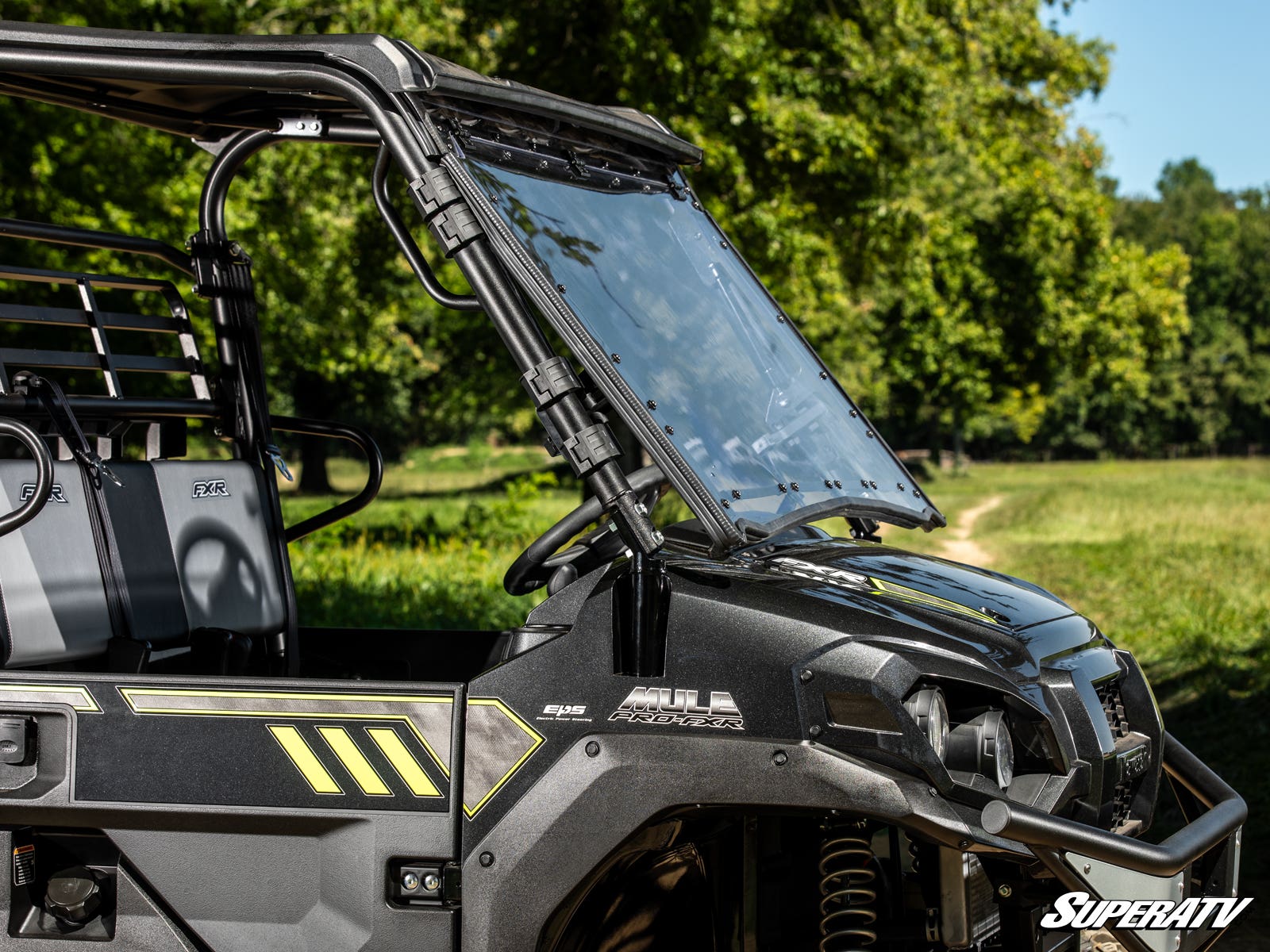 Photo of SuperATV Kawasaki Mule Pro Scratch-Resistant Flip Windshield by SuperATV - Premium Windshields for UTVs / Side by Sides