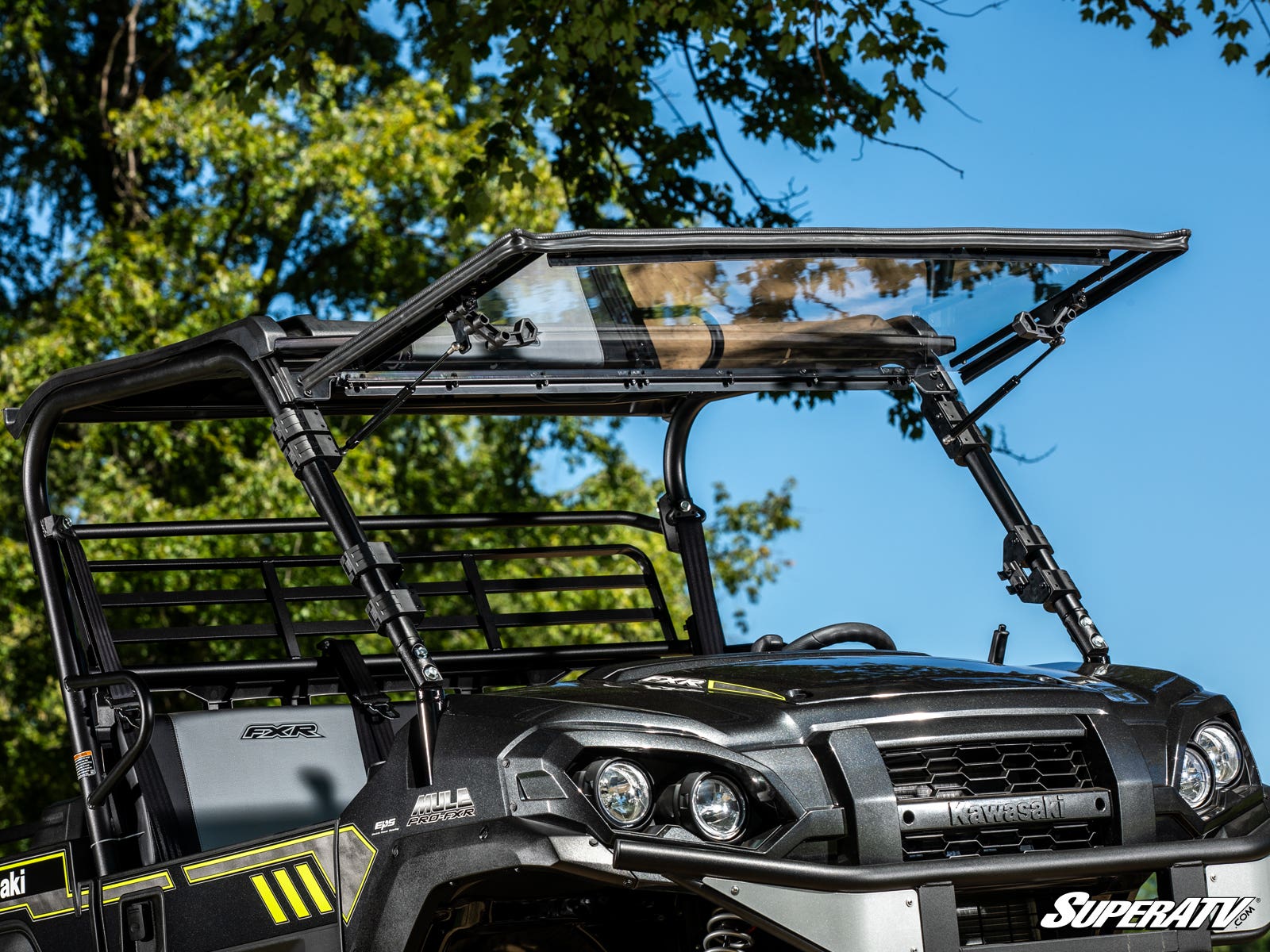 Photo of SuperATV Kawasaki Mule Pro Scratch-Resistant Flip Windshield by SuperATV - Premium Windshields for UTVs / Side by Sides