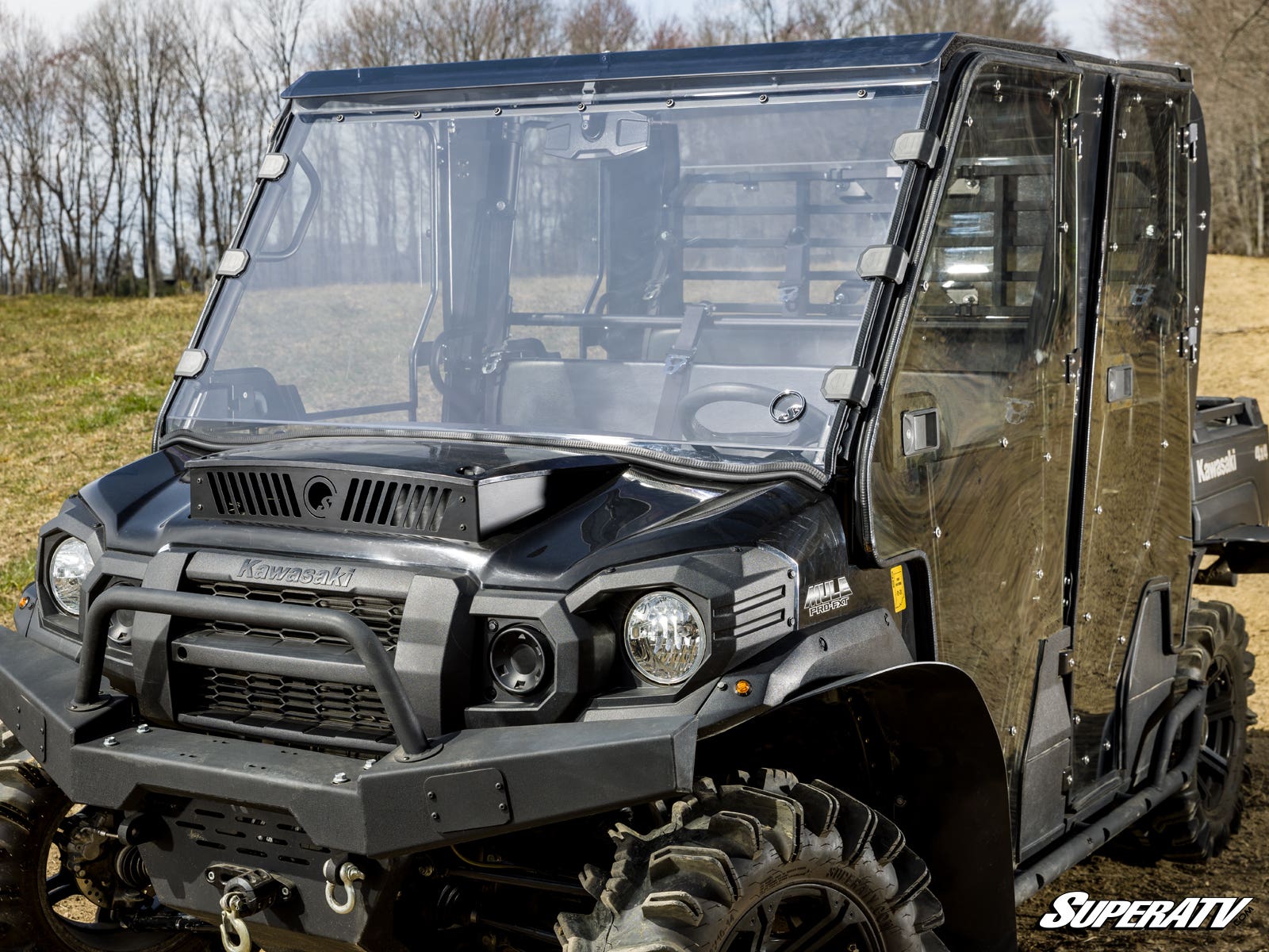 Photo of SuperATV Kawasaki Mule Pro Scratch-Resistant Full Windshield by SuperATV - Premium Windshields for UTVs / Side by Sides