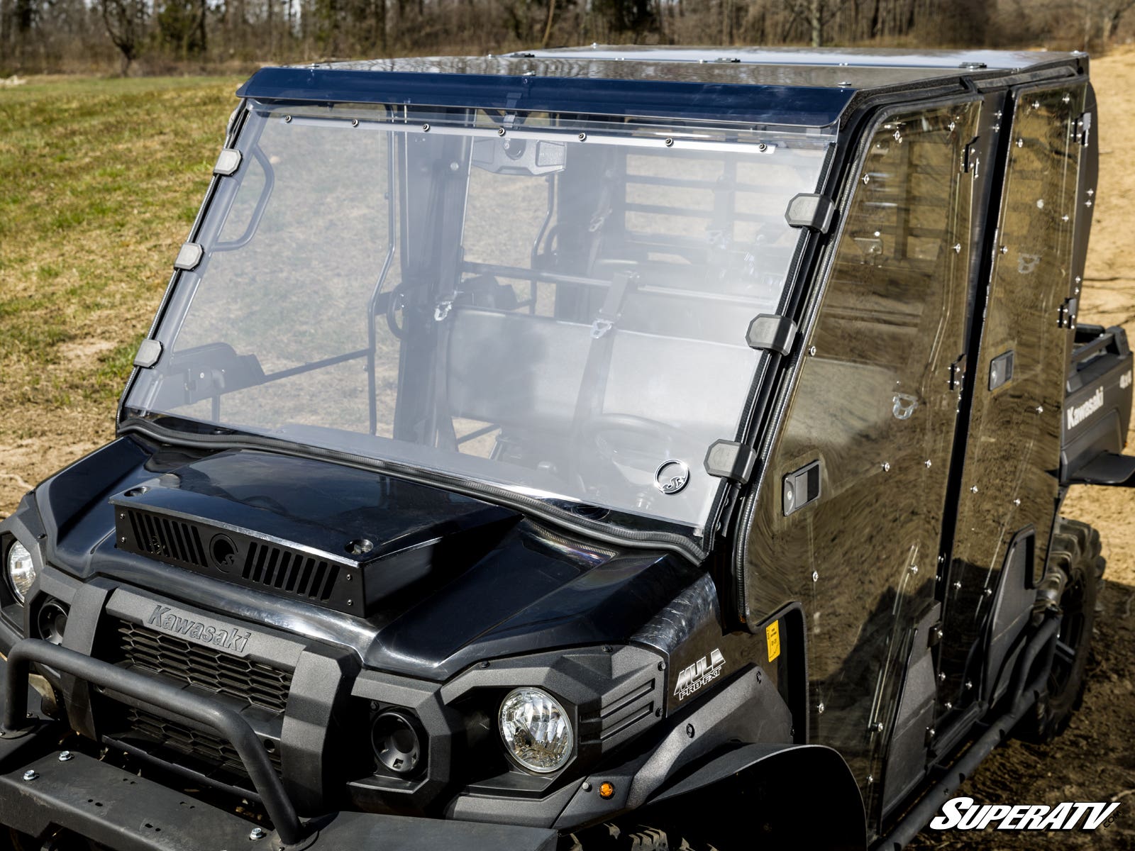Photo of SuperATV Kawasaki Mule Pro Scratch-Resistant Full Windshield by SuperATV - Premium Windshields for UTVs / Side by Sides