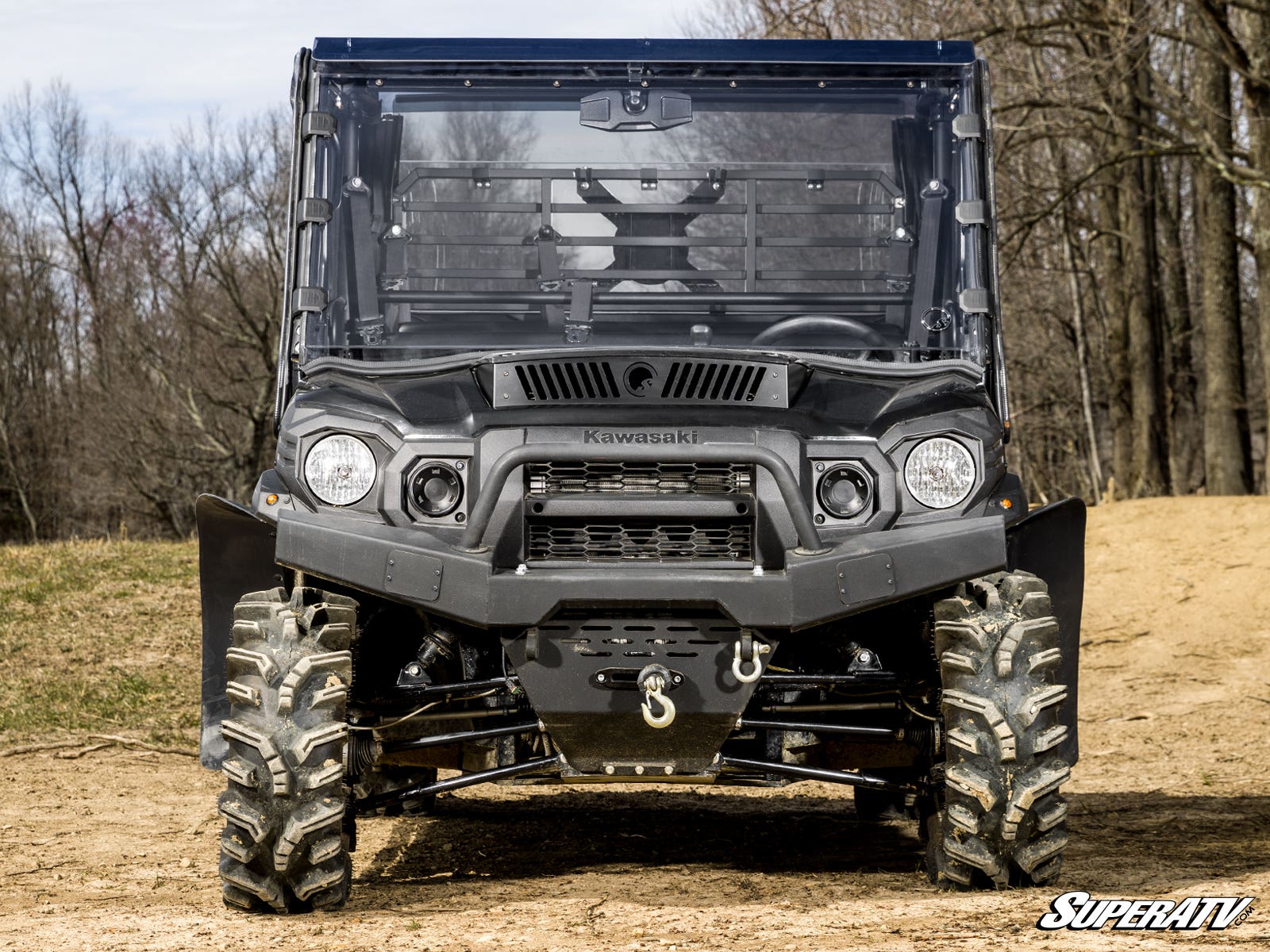 Photo of SuperATV Kawasaki Mule Pro Scratch-Resistant Full Windshield by SuperATV - Premium Windshields for UTVs / Side by Sides