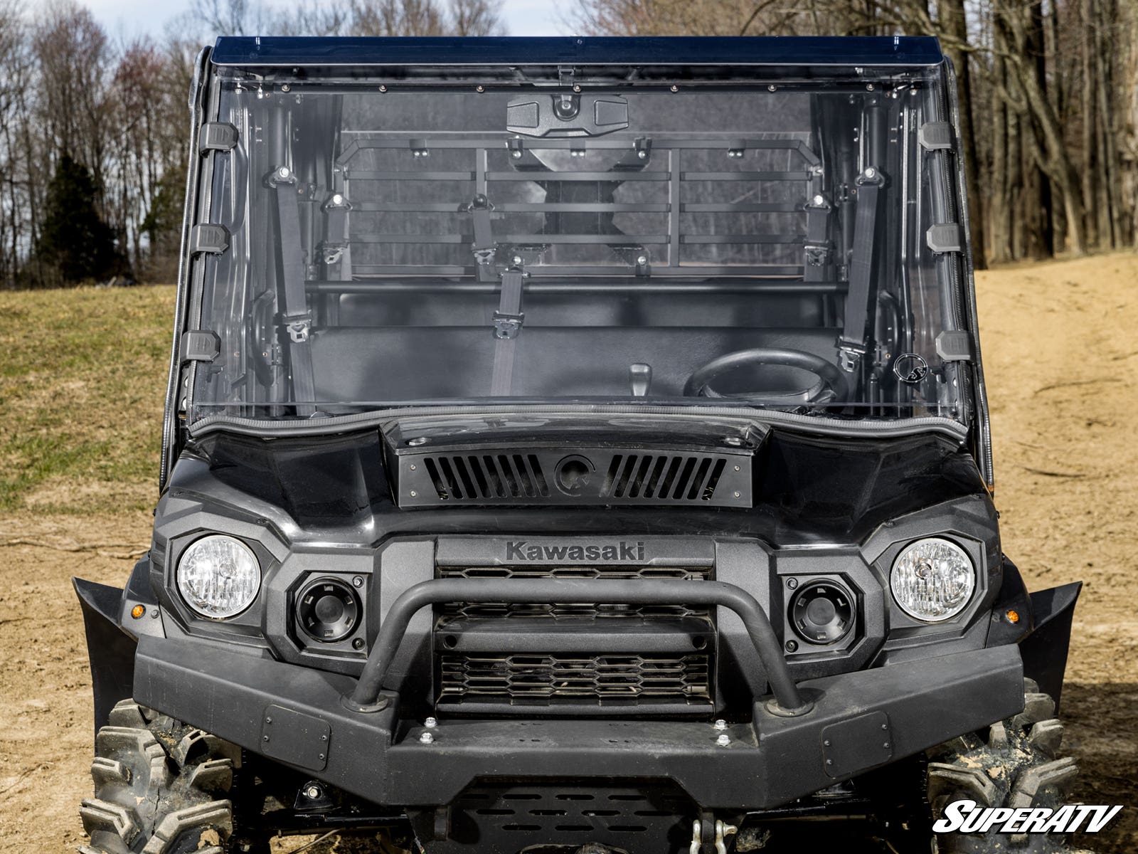 Photo of SuperATV Kawasaki Mule Pro Scratch-Resistant Full Windshield by SuperATV - Premium Windshields for UTVs / Side by Sides