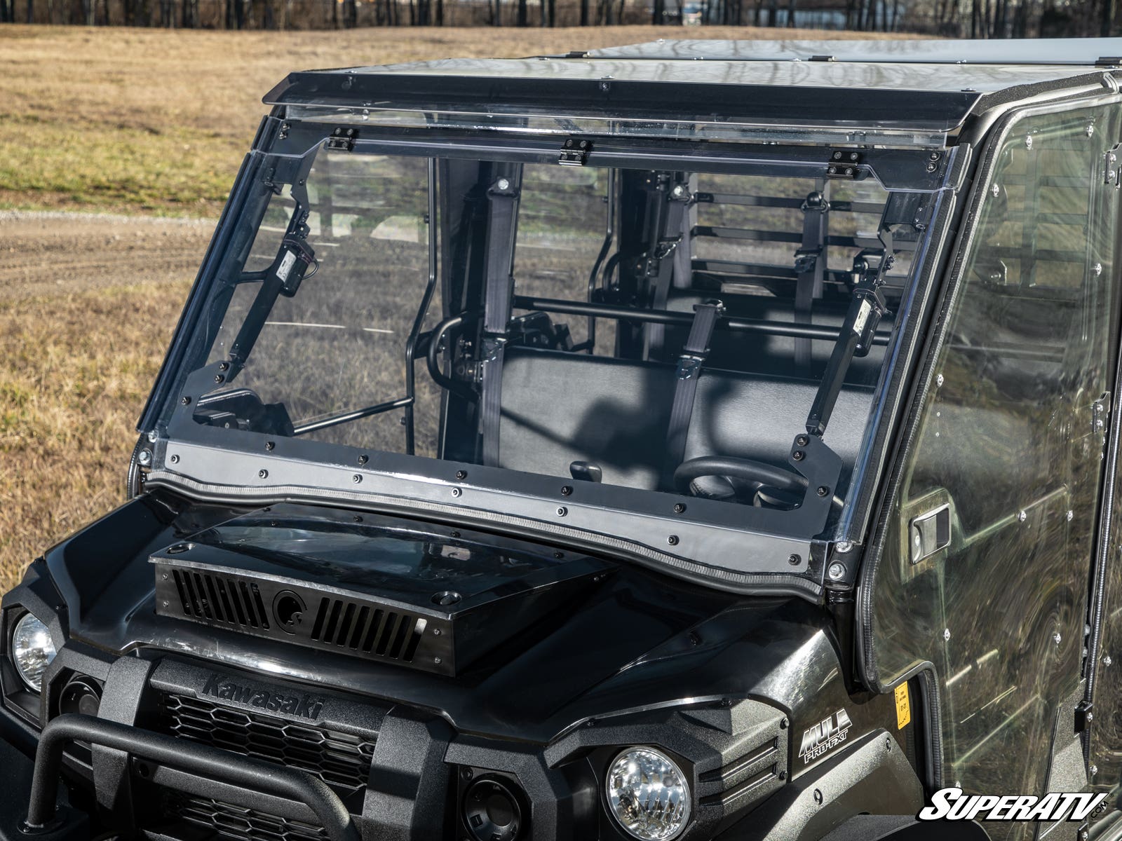 Photo of SuperATV Kawasaki Mule Pro MaxDrive Power Flip Windshield by SuperATV - Premium Windshields for UTVs / Side by Sides