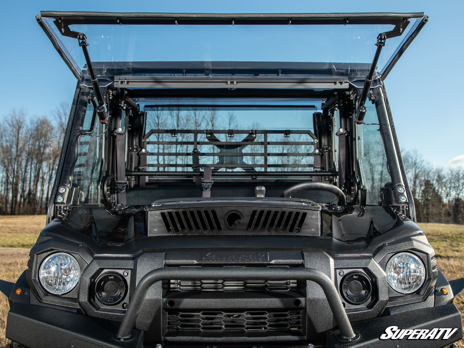 Photo of SuperATV Kawasaki Mule Pro MaxDrive Power Flip Windshield by SuperATV - Premium Windshields for UTVs / Side by Sides