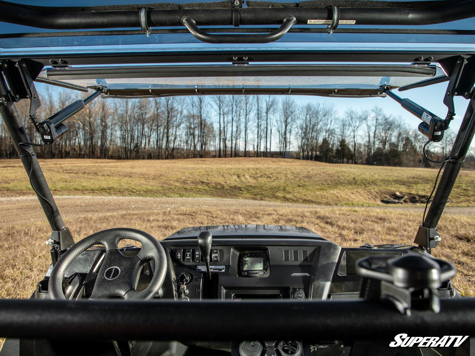 Photo of SuperATV Kawasaki Mule Pro MaxDrive Power Flip Windshield by SuperATV - Premium Windshields for UTVs / Side by Sides