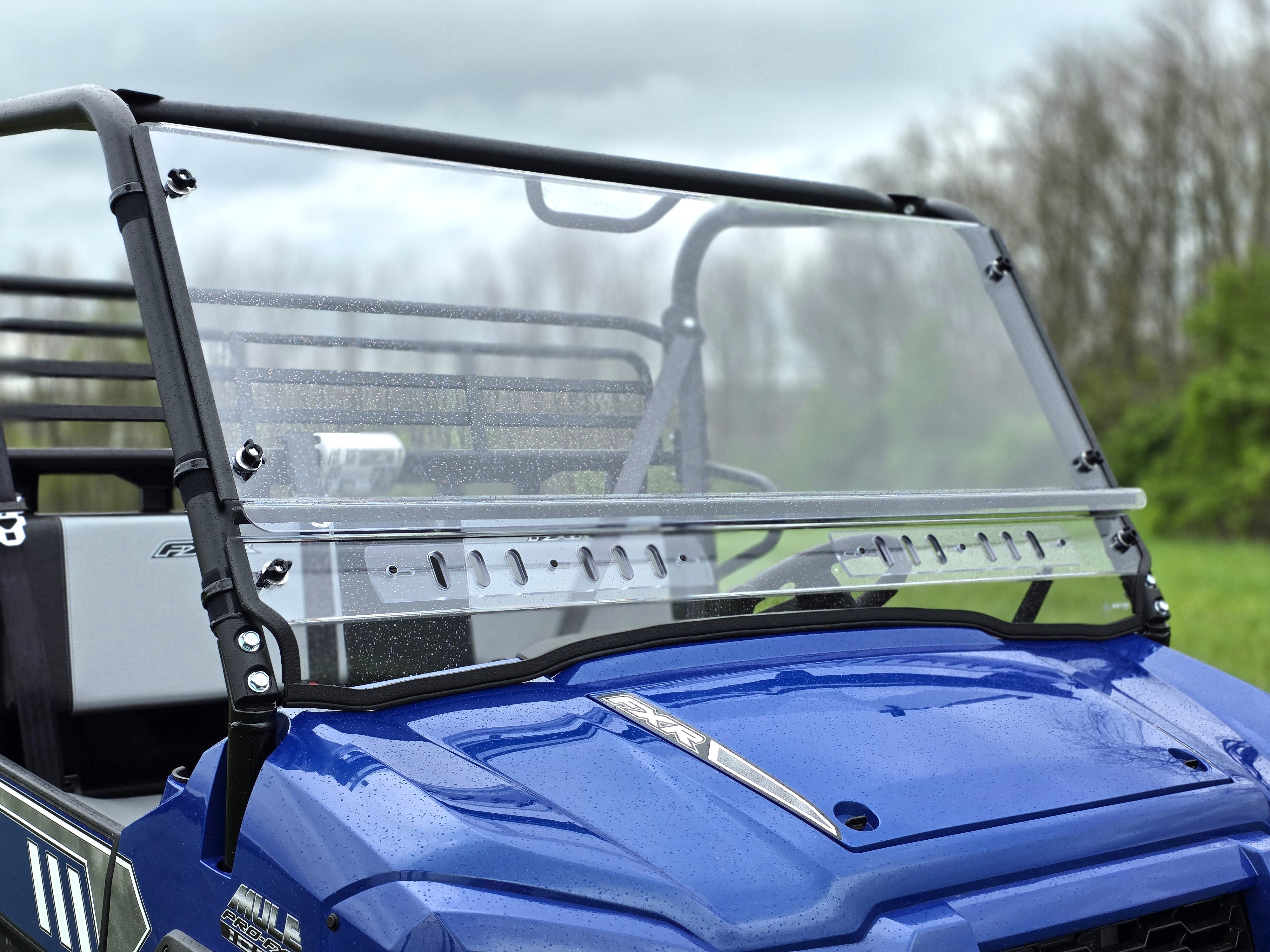 Photo of Kawasaki Pro FXR - 2 Pc Scratch-Resistant Windshield with Vent/Clamp Options by 3 Star UTV - Premium Windshields for UTVs / Side by Sides