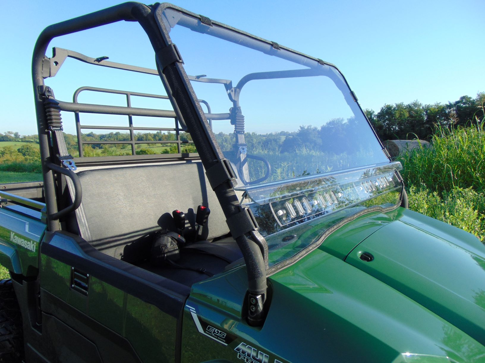 Photo of Kawasaki Pro-MX - 2 Pc Windshield with Clamp, Vent, and Hard Coat Options by 3 Star UTV - Premium Windshields for UTVs / Side by Sides