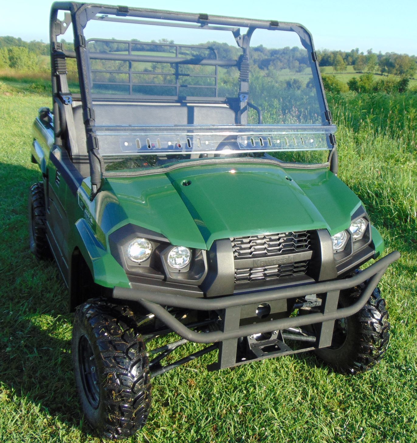 Photo of Kawasaki Pro-MX - 2 Pc Windshield with Clamp, Vent, and Hard Coat Options by 3 Star UTV - Premium Windshields for UTVs / Side by Sides