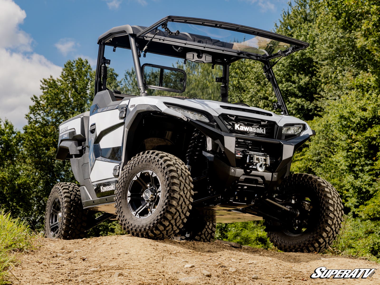 Photo of SuperATV Kawasaki Ridge Scratch-Resistant Flip Windshield by SuperATV - Premium Windshields for UTVs / Side by Sides