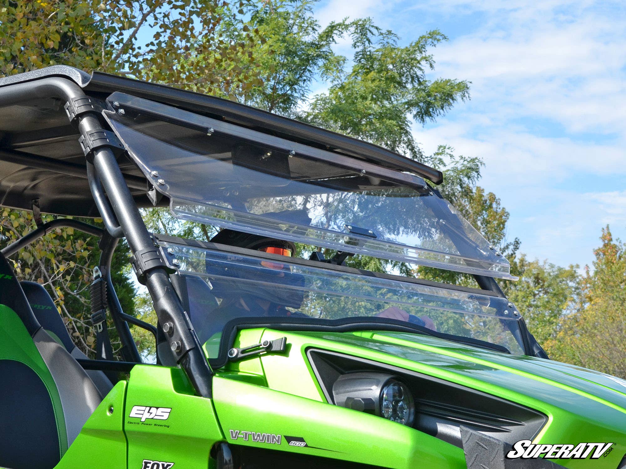 Photo of SuperATV Kawasaki Teryx 750/800 Scratch Resistant Flip Windshield by SuperATV - Premium Windshields for UTVs / Side by Sides