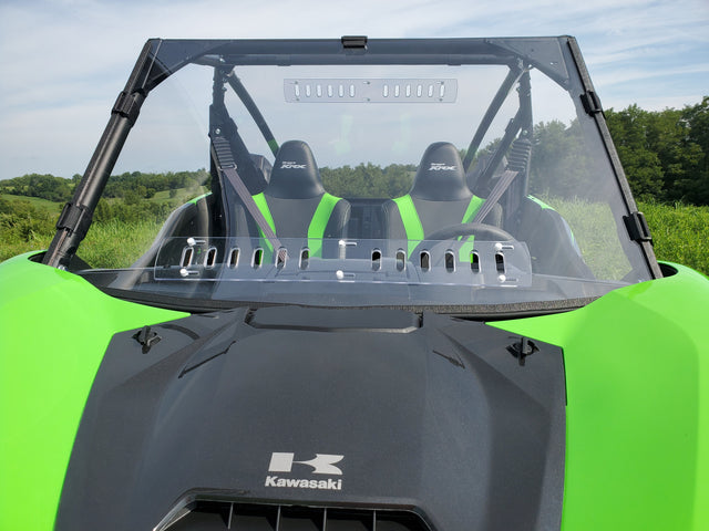 Photo of Kawasaki Teryx KRX - 1 Pc Scratch-Resistant Windshield with Clamp and Vent Options by 3 Star UTV - Premium Windshields for UTVs / Side by Sides