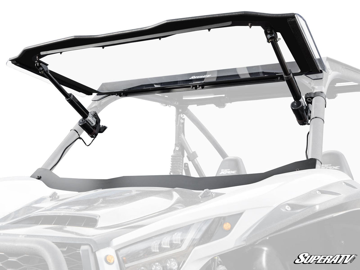 Photo of SuperATV Kawasaki Teryx KRX 1000 MaxDrive Power Flip Windshield by SuperATV - Premium Windshields for UTVs / Side by Sides