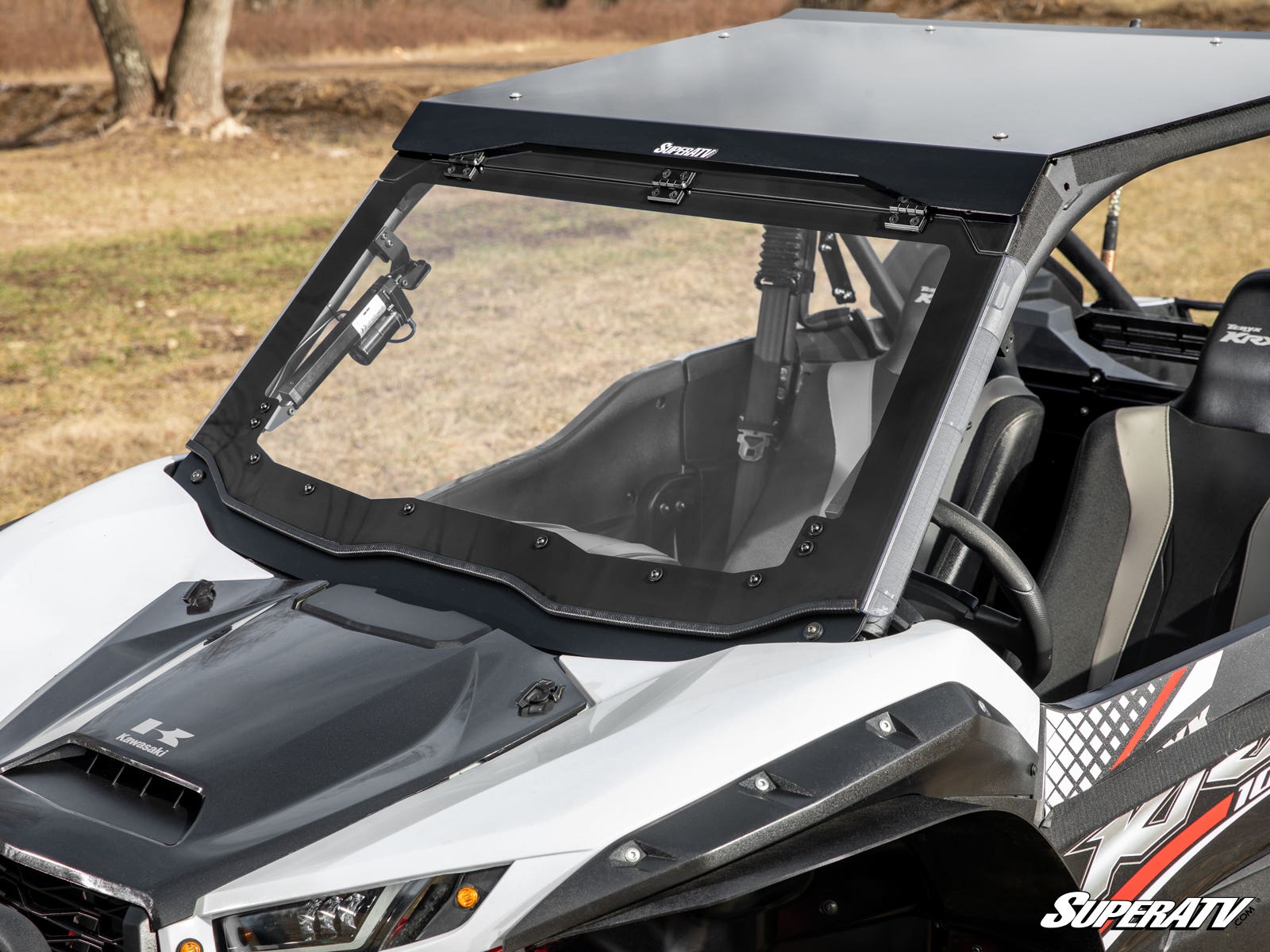 Photo of SuperATV Kawasaki Teryx KRX 1000 MaxDrive Power Flip Windshield by SuperATV - Premium Windshields for UTVs / Side by Sides