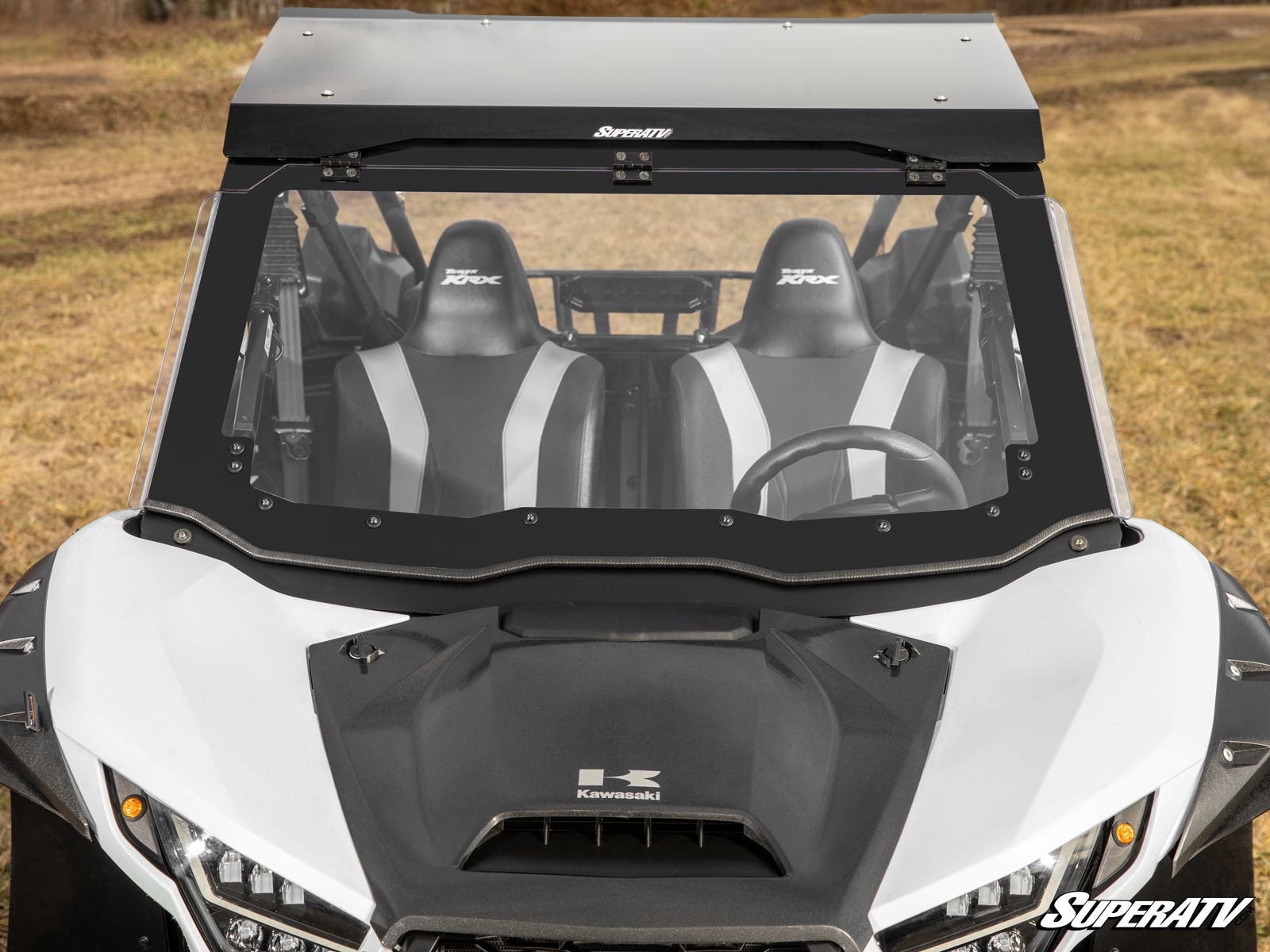 Photo of SuperATV Kawasaki Teryx KRX 1000 MaxDrive Power Flip Windshield by SuperATV - Premium Windshields for UTVs / Side by Sides