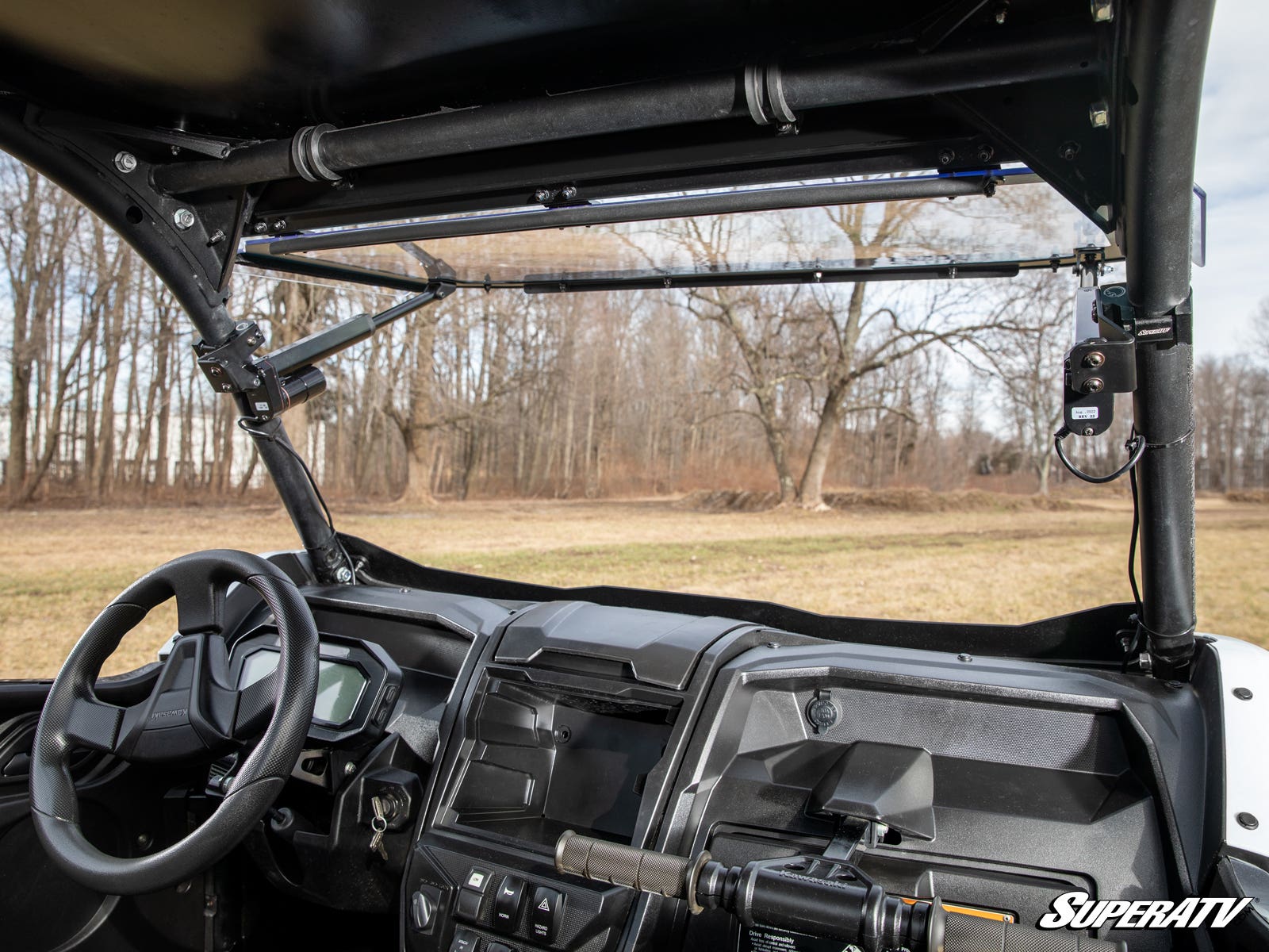 Photo of SuperATV Kawasaki Teryx KRX 1000 MaxDrive Power Flip Windshield by SuperATV - Premium Windshields for UTVs / Side by Sides