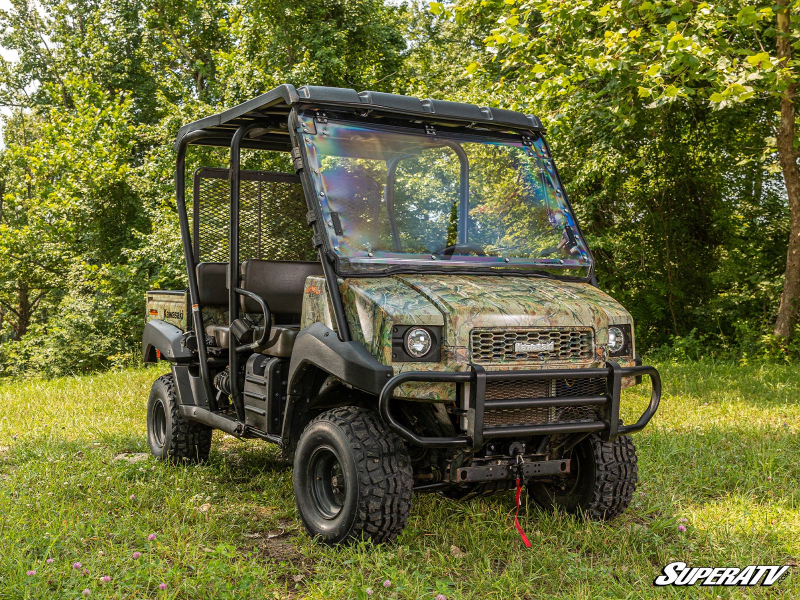Photo of SuperATV Kawasaki MULE 4000/4010 Scratch-Resistant Flip Windshield by SuperATV - Premium Windshields for UTVs / Side by Sides