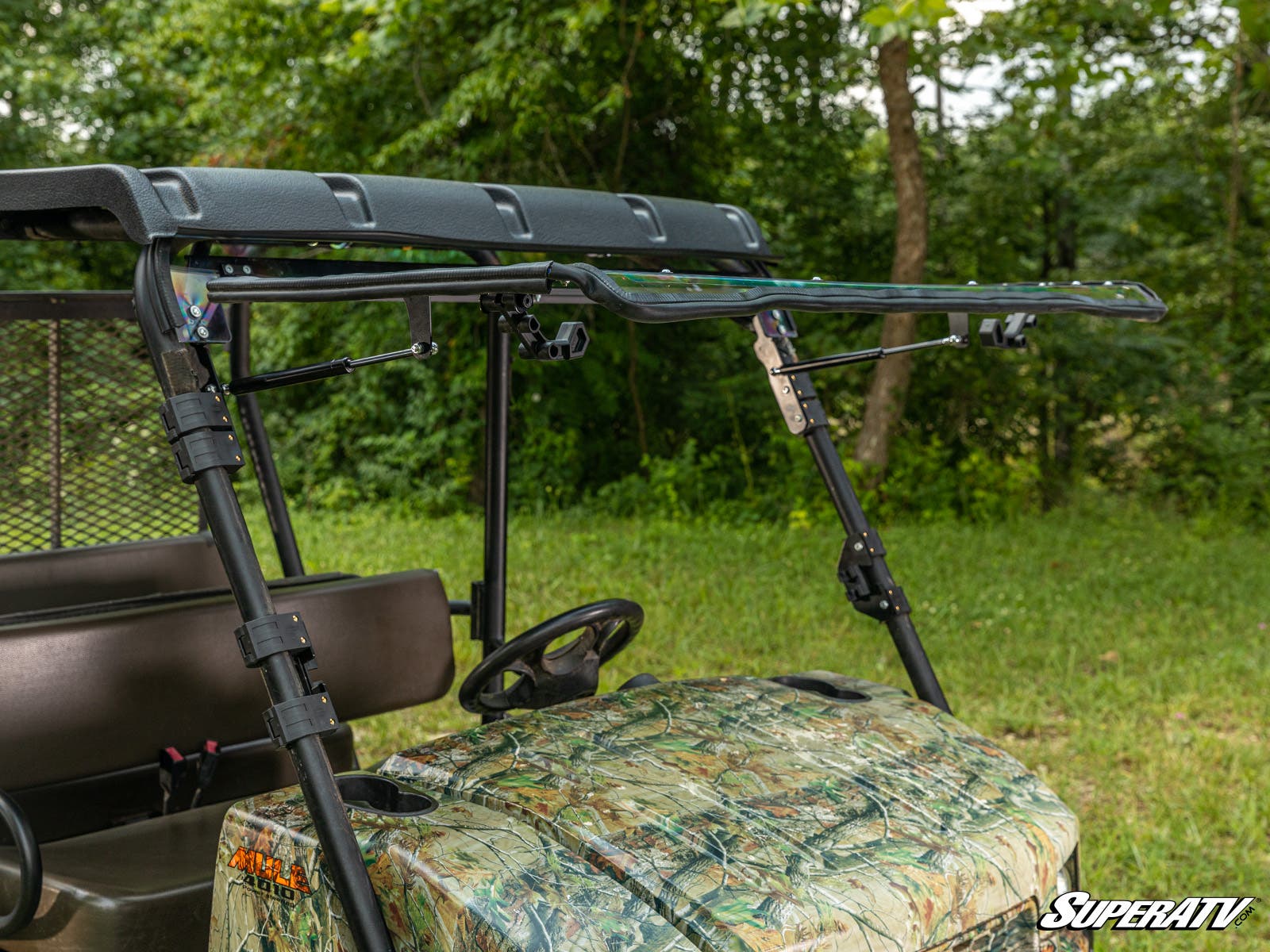 Photo of SuperATV Kawasaki MULE 4000/4010 Scratch-Resistant Flip Windshield by SuperATV - Premium Windshields for UTVs / Side by Sides