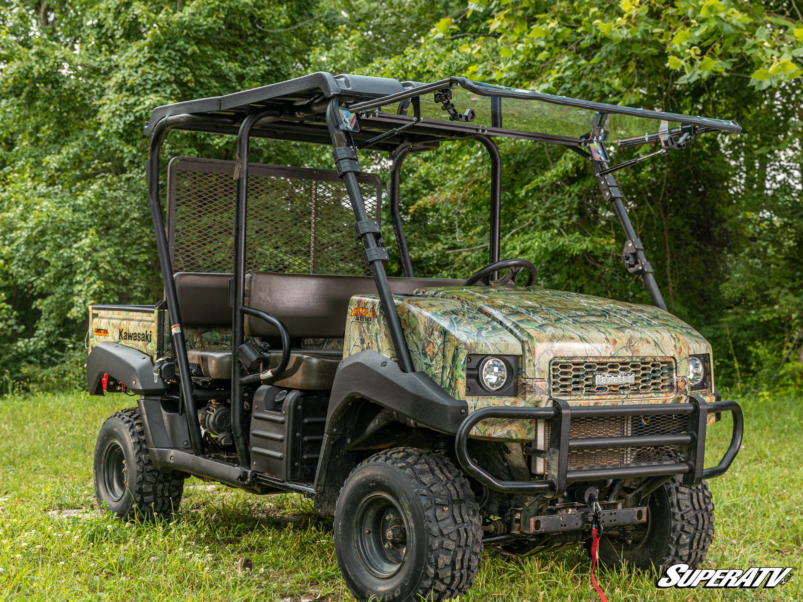 Photo of SuperATV Kawasaki MULE 4000/4010 Scratch-Resistant Flip Windshield by SuperATV - Premium Windshields for UTVs / Side by Sides