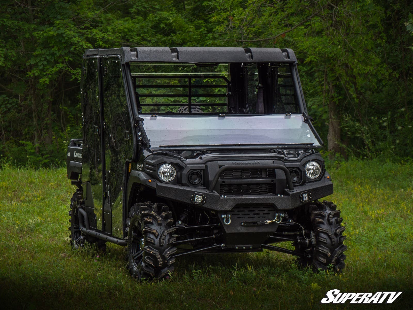 Photo of SuperATV Kawasaki Mule Pro Scratch Resistant Flip Down Windshield by SuperATV - Premium Windshields for UTVs / Side by Sides