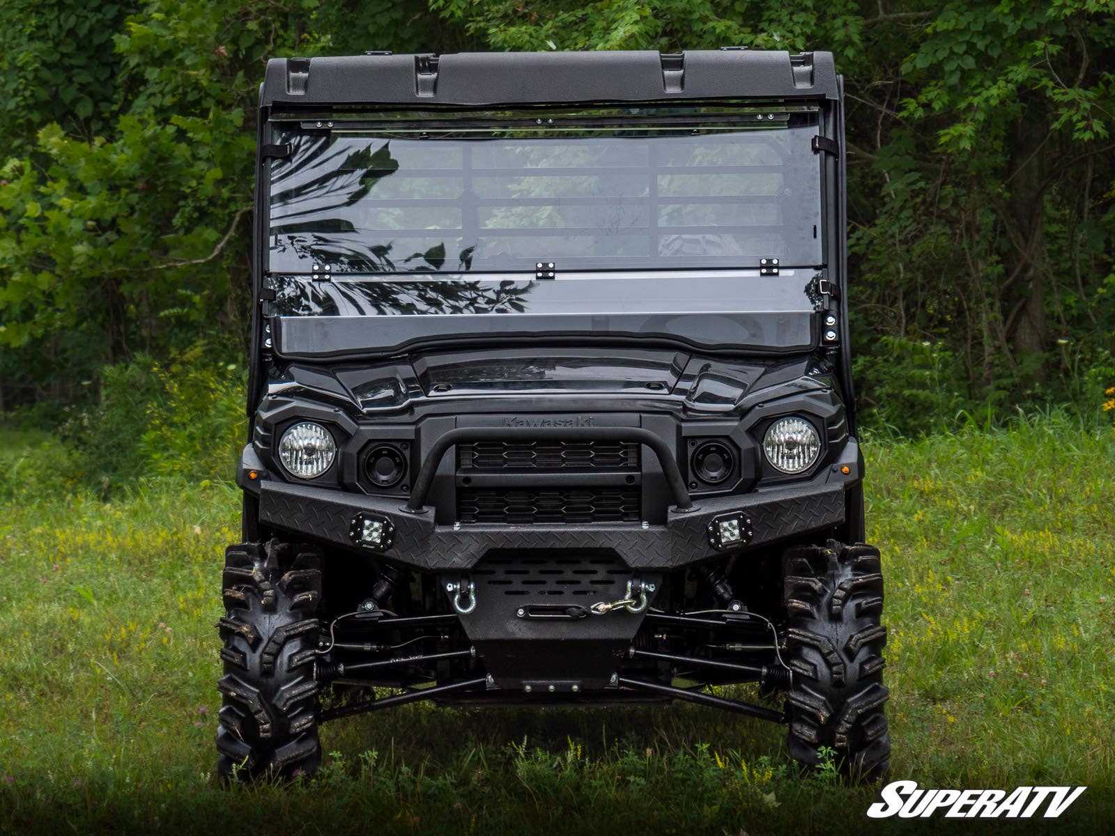 Photo of SuperATV Kawasaki Mule Pro Scratch Resistant Flip Down Windshield by SuperATV - Premium Windshields for UTVs / Side by Sides