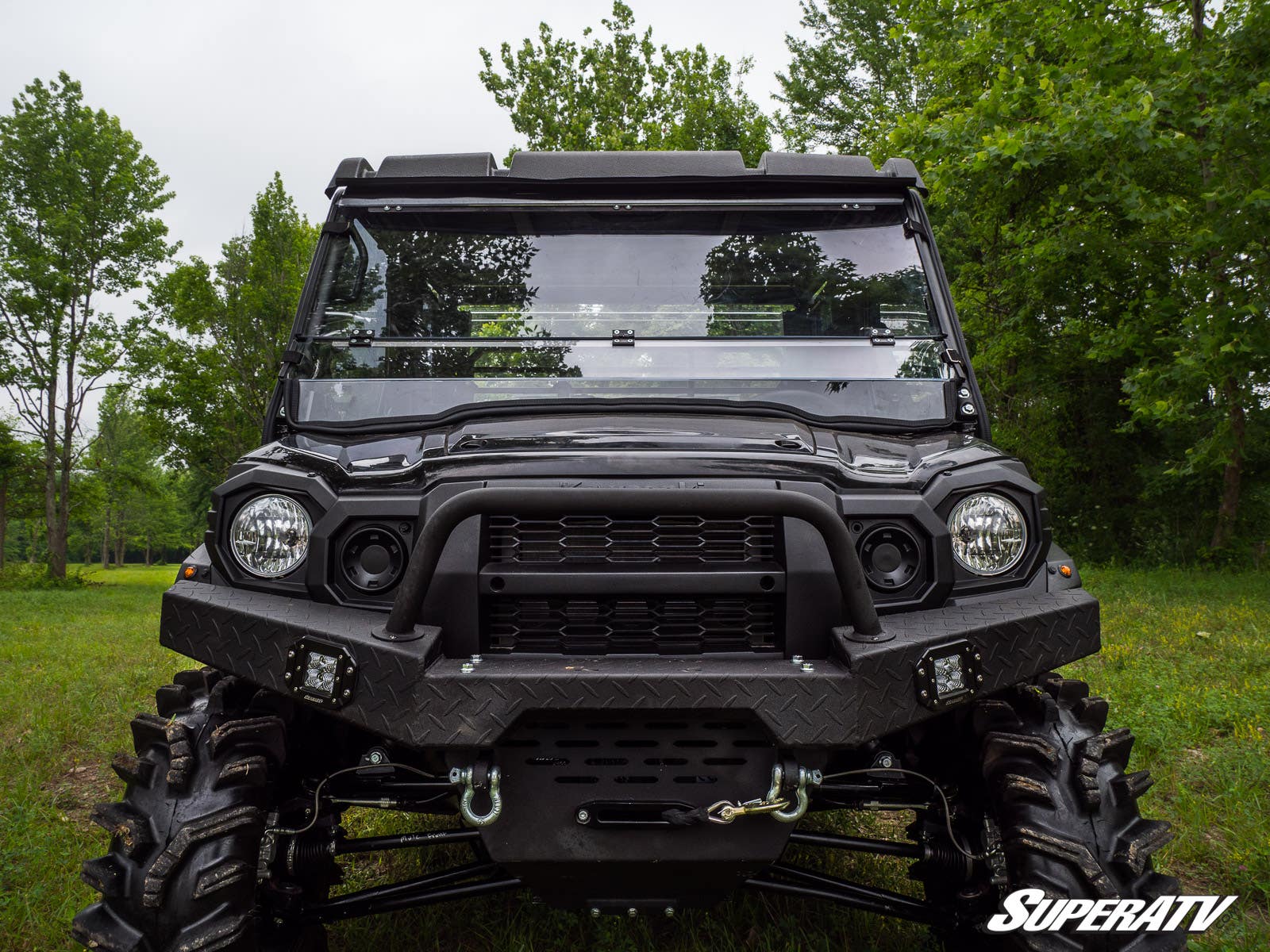 Photo of SuperATV Kawasaki Mule Pro Scratch Resistant Flip Down Windshield by SuperATV - Premium Windshields for UTVs / Side by Sides