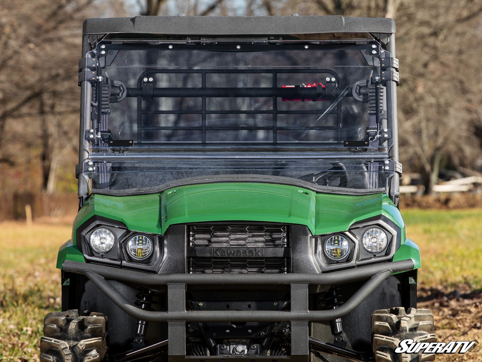 Photo of SuperATV Kawasaki MULE PRO-MX Scratch-Resistant Flip Windshield by SuperATV - Premium Windshields for UTVs / Side by Sides