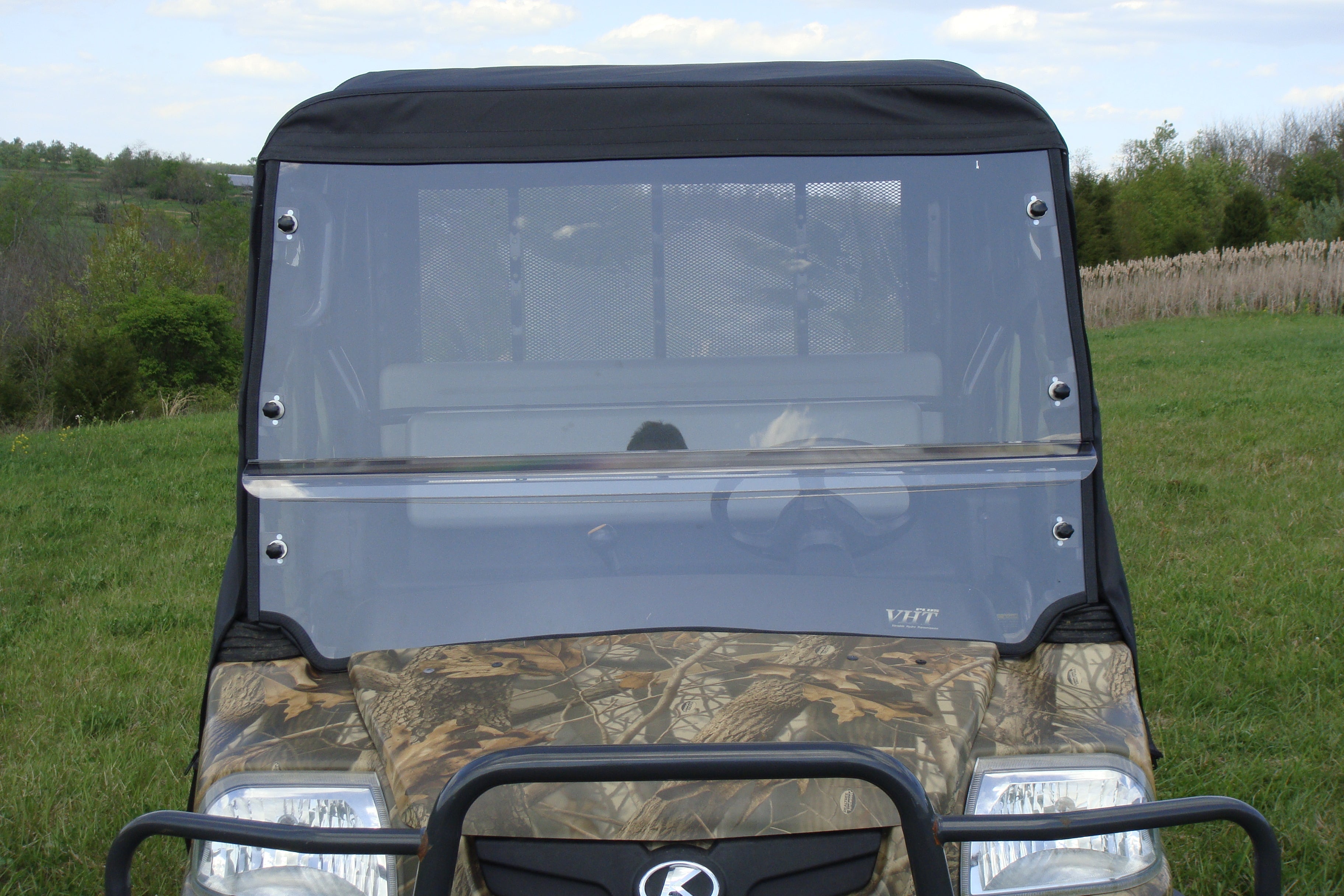 Photo of Kubota RTV 1140 - 2 Pc Windshield w/Hard Coat, Clamp, and Vent Options by 3 Star UTV - Premium Windshields for UTVs / Side by Sides
