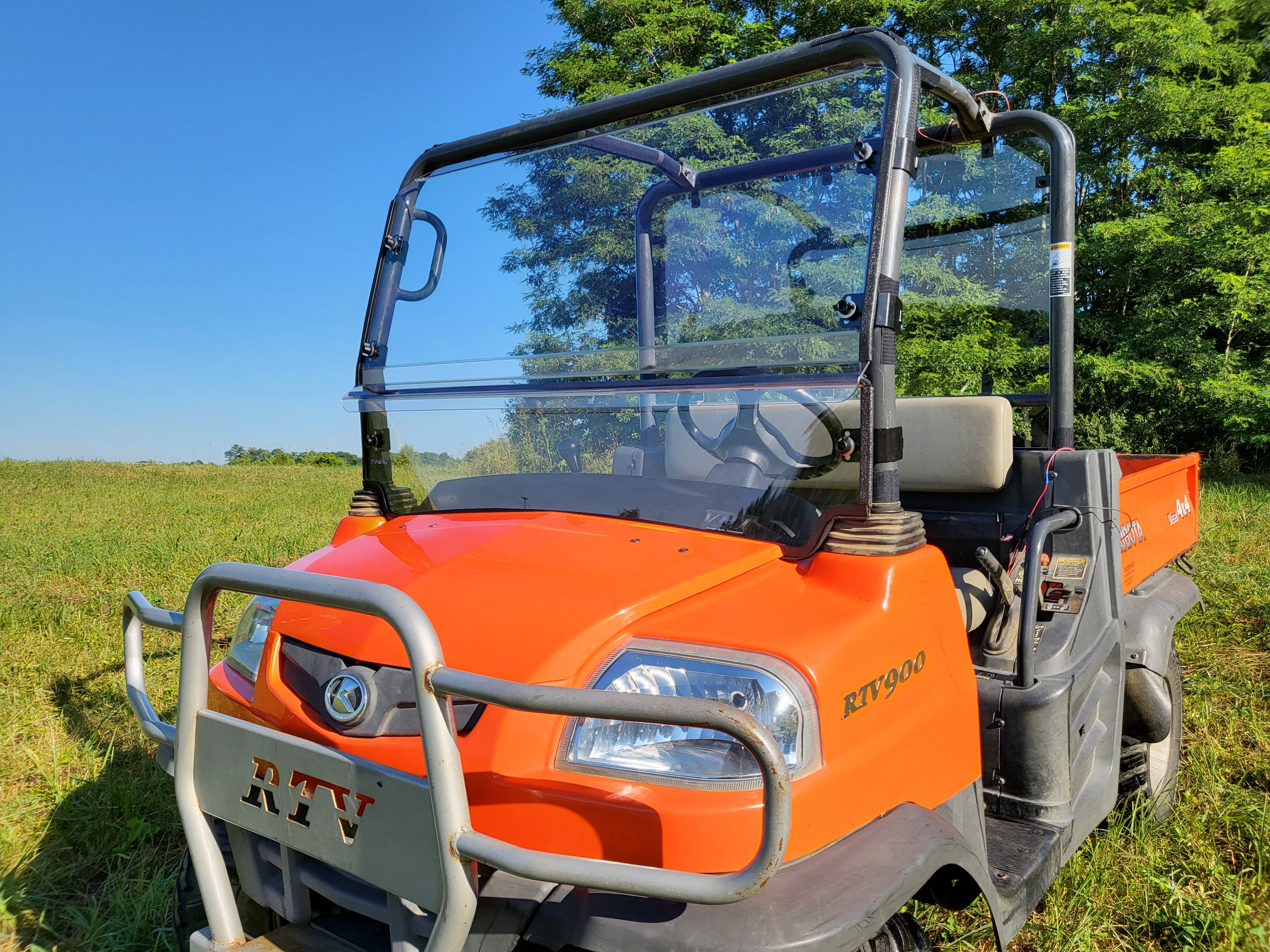 Photo of Kubota RTV 900/1120 - 2 Pc Windshield w/Hard Coat, Clamp, and Vent Options by 3 Star UTV - Premium Windshields for UTVs / Side by Sides