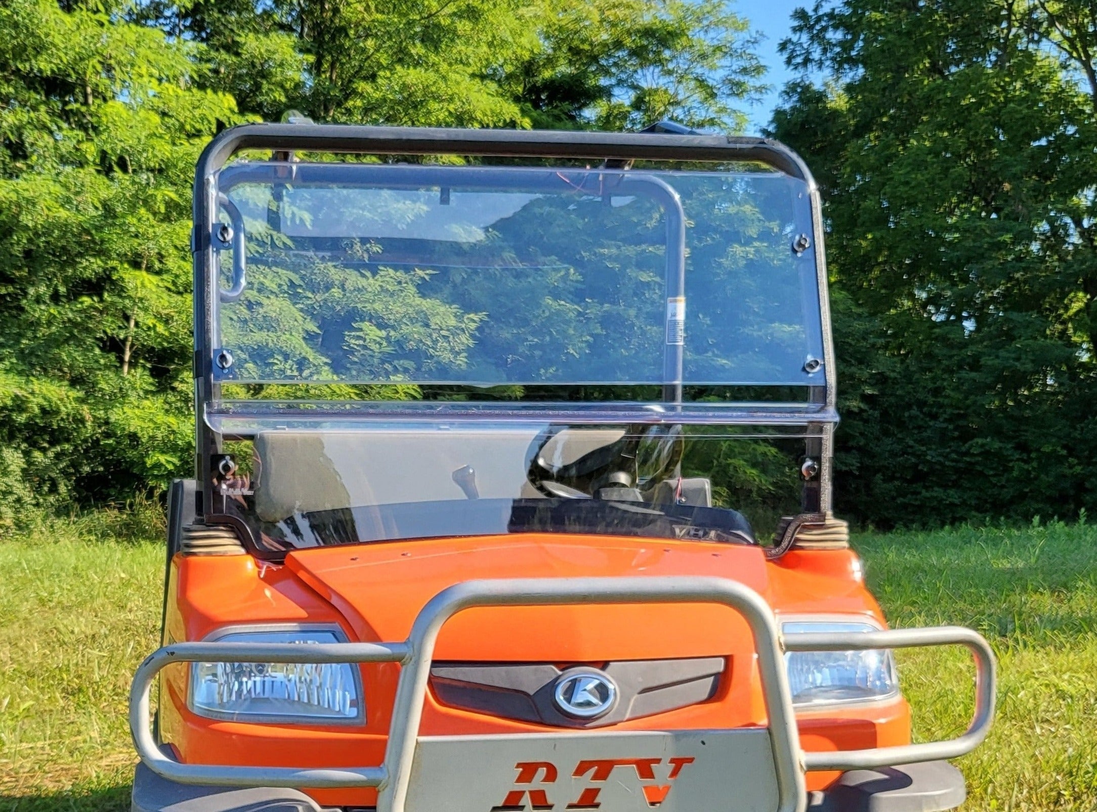 Photo of Kubota RTV 900/1120 - 2 Pc Windshield w/Hard Coat, Clamp, and Vent Options by 3 Star UTV - Premium Windshields for UTVs / Side by Sides