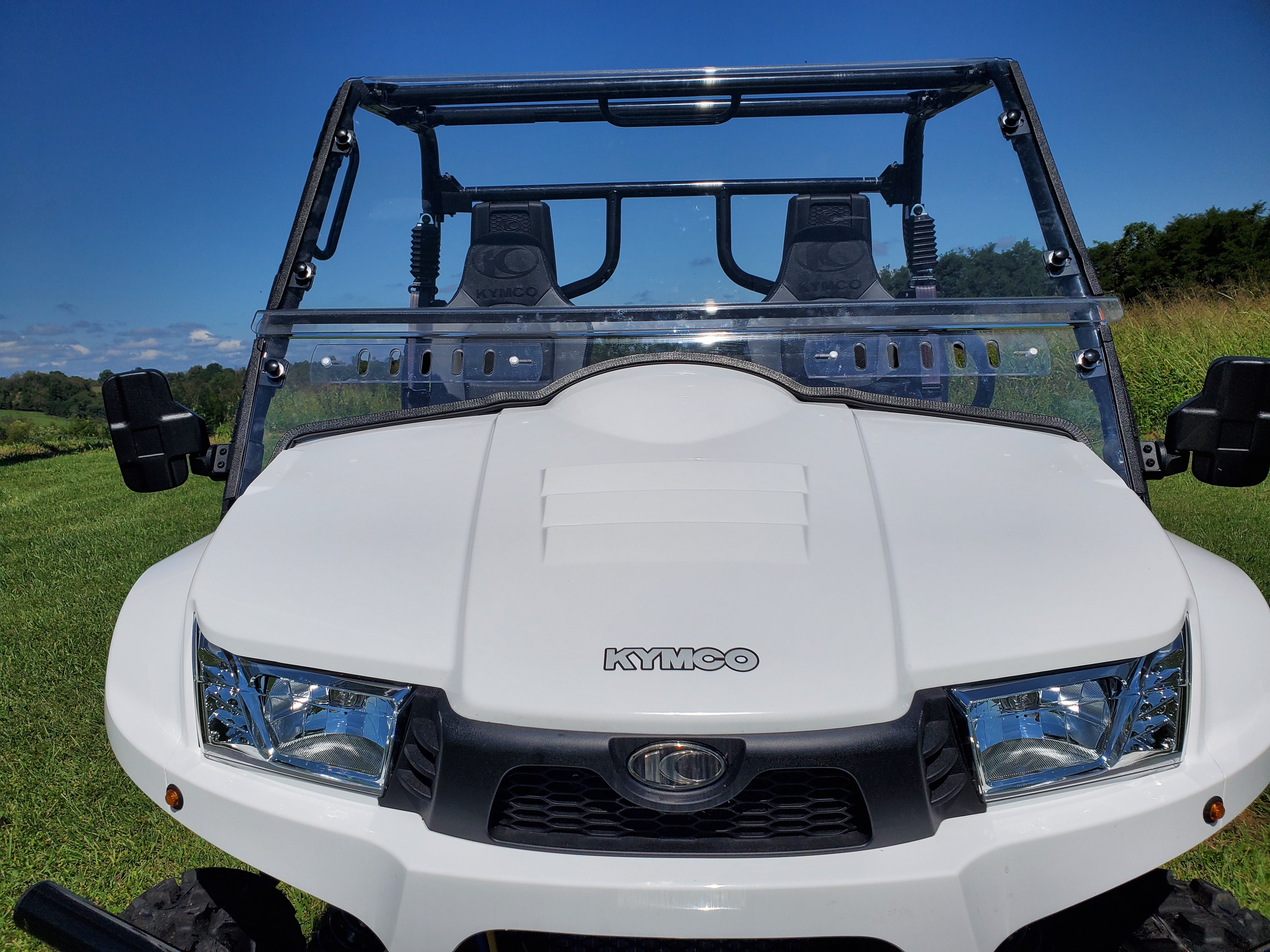 Photo of Kymco 700 (2018+) - 2 Pc Scratch-Resistant Windshield with Vent and Clamp Options by 3 Star UTV - Premium Windshields for UTVs / Side by Sides