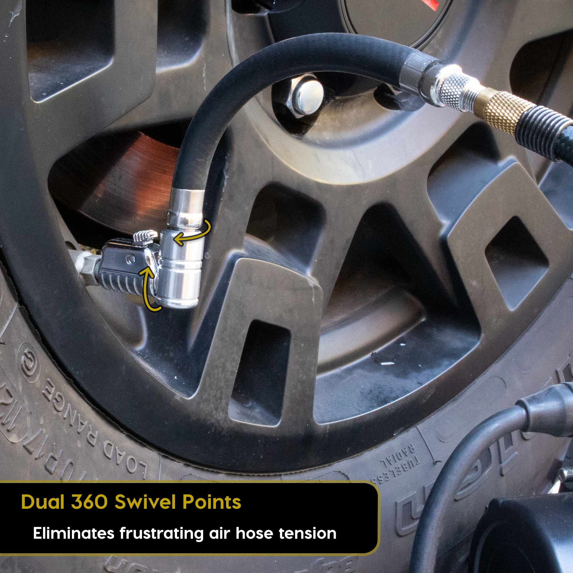Photo of Lightning L2X Tire Inflator Hose Extension Self-Locking Nozzle | Patented Lock-on Air Hose Adapter for Tire Pumps (Open Flow) by JACO - Premium Tire Inflator Hose Extension Nozzle for UTVs / Side by Sides