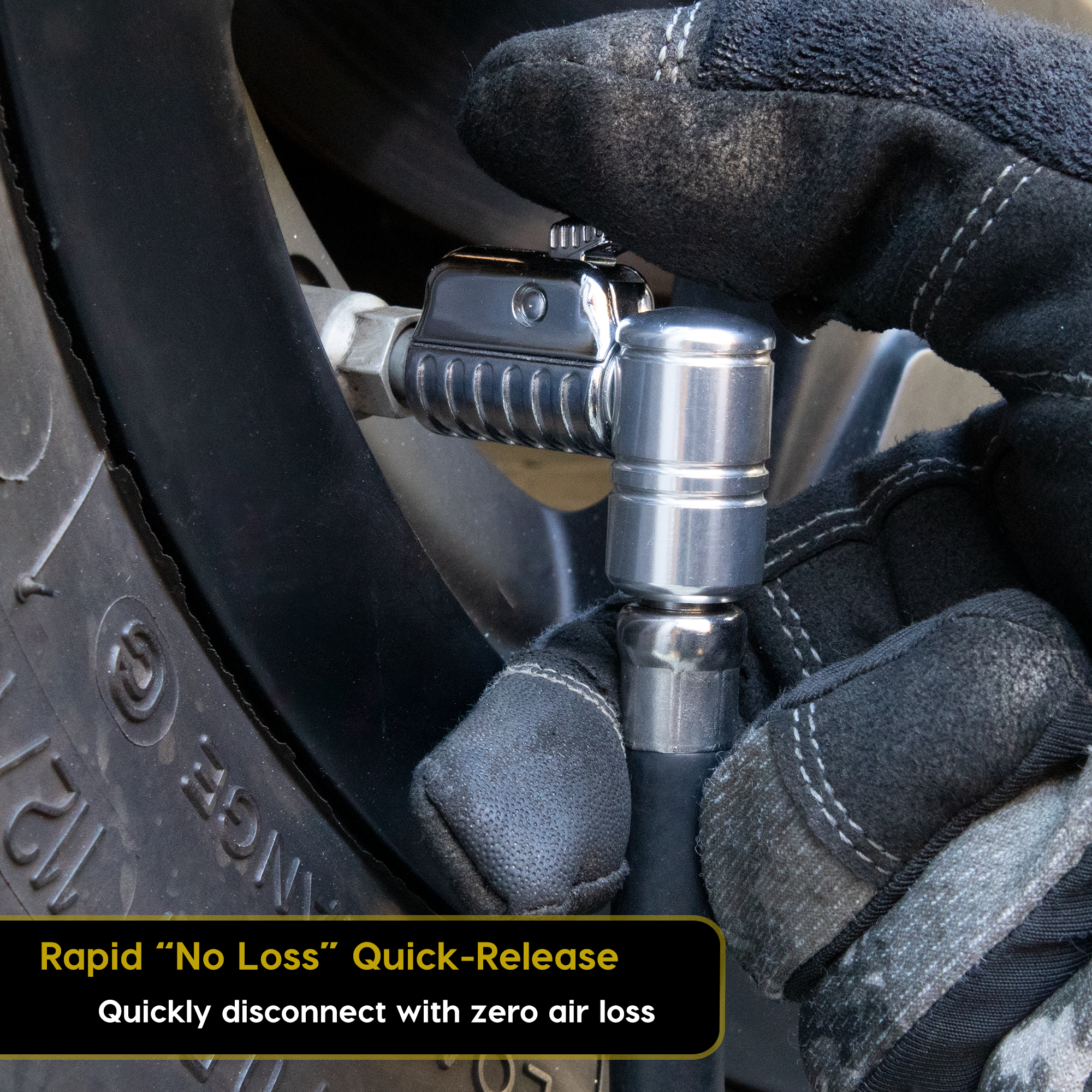 Photo of Lightning L2X Tire Inflator Hose Extension Self-Locking Nozzle | Patented Lock-on Air Hose Adapter for Tire Pumps (Open Flow) by JACO - Premium Tire Inflator Hose Extension Nozzle for UTVs / Side by Sides