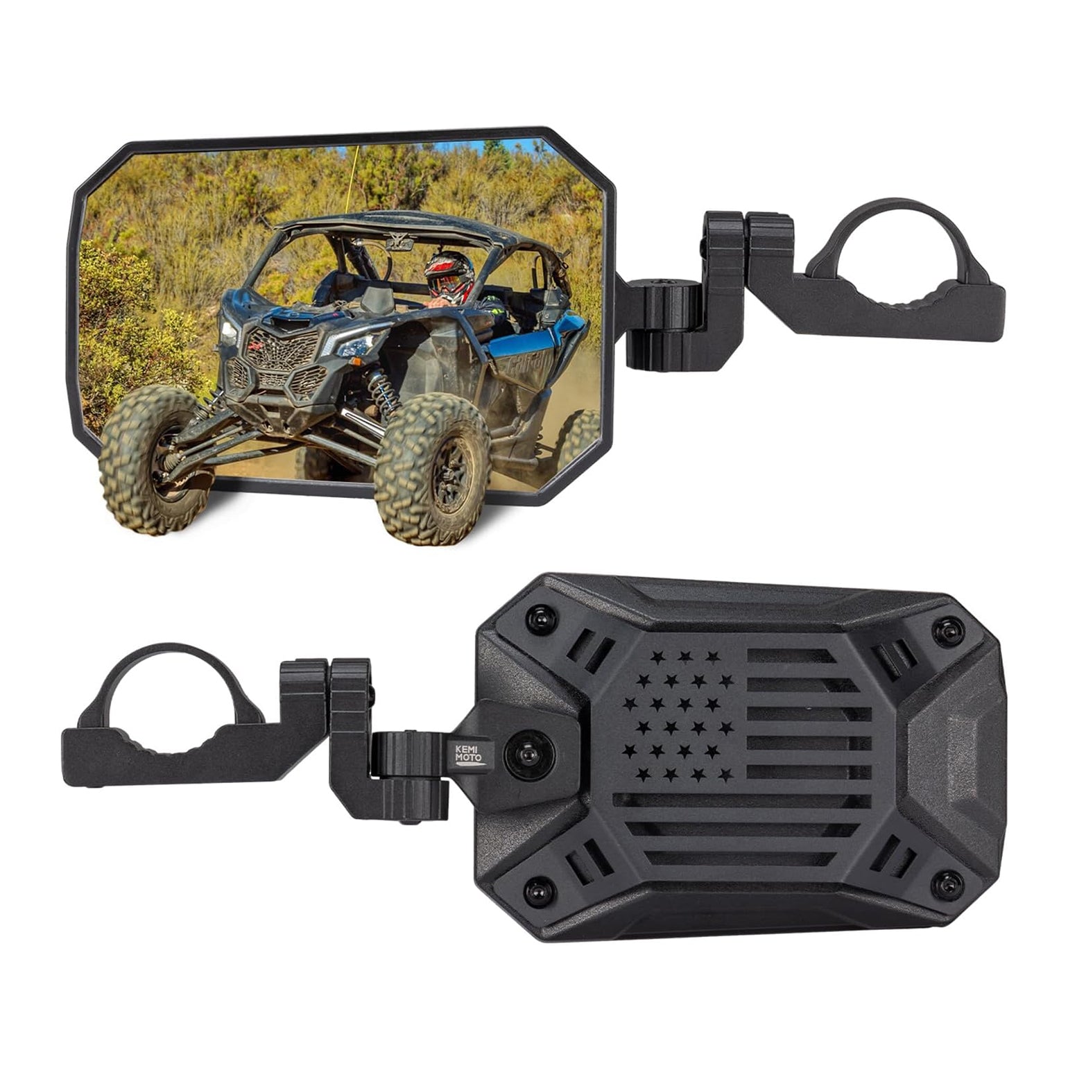 Photo of UTV Aluminum Side Mirrors for Polaris RZR/Can Am X3/Pioneer/Talon/Teryx/CFMOTO by Kemimoto - Premium for UTVs / Side by Sides