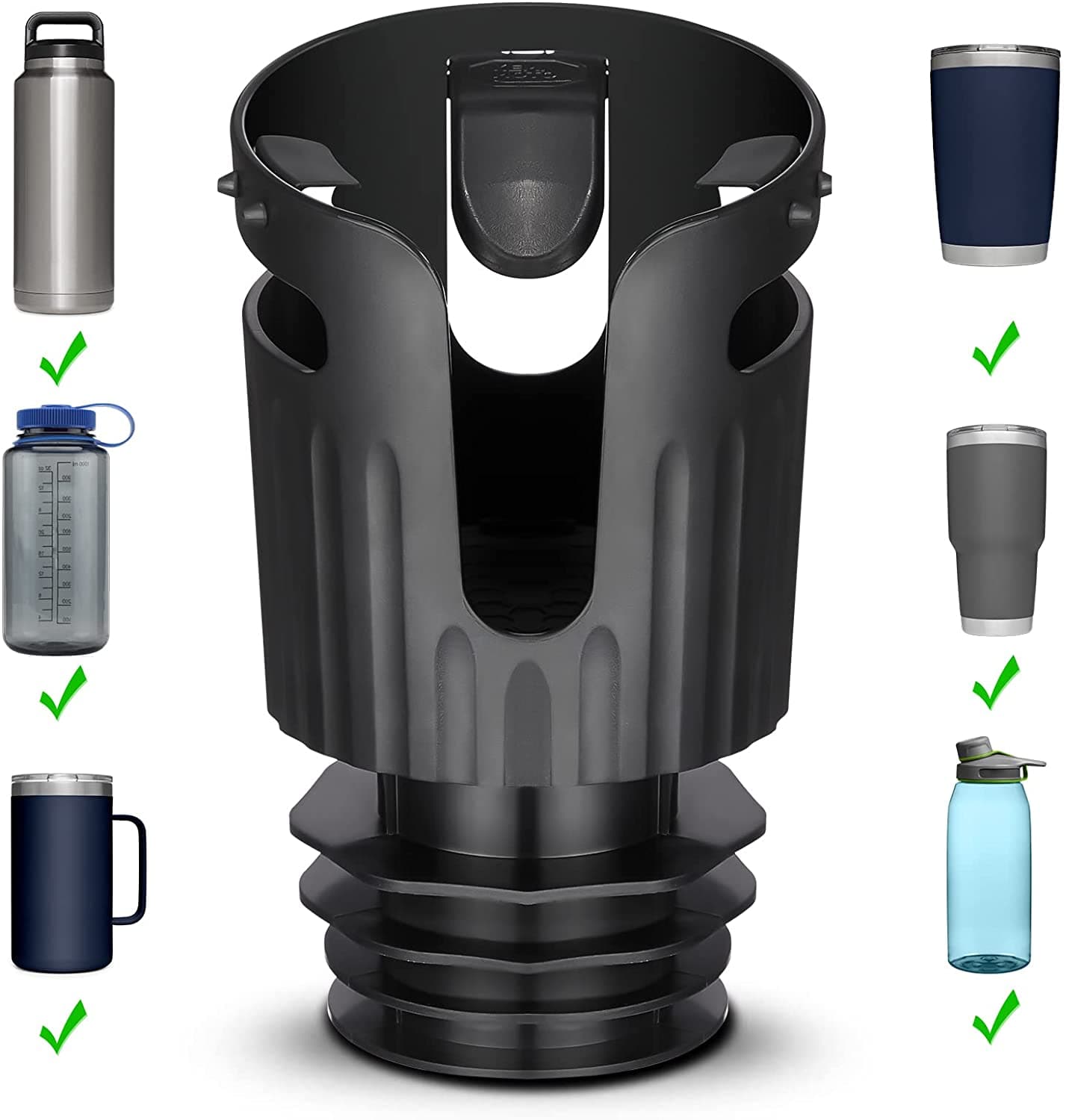 Photo of Large Car Cup Holder Adapter Fit 8-40 OZ Bottles by Kemimoto - Premium for UTVs / Side by Sides