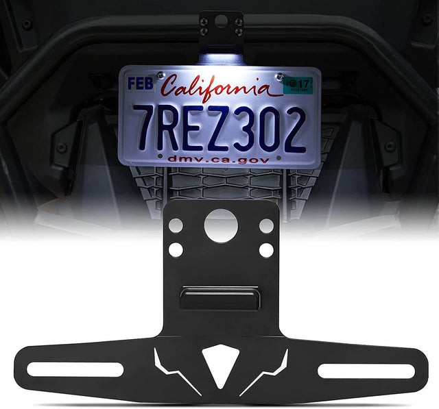 Photo of Universal 12V Lighted License Plate Holder for Can Am X3 / Polaris RZR by Kemimoto - Premium for UTVs / Side by Sides