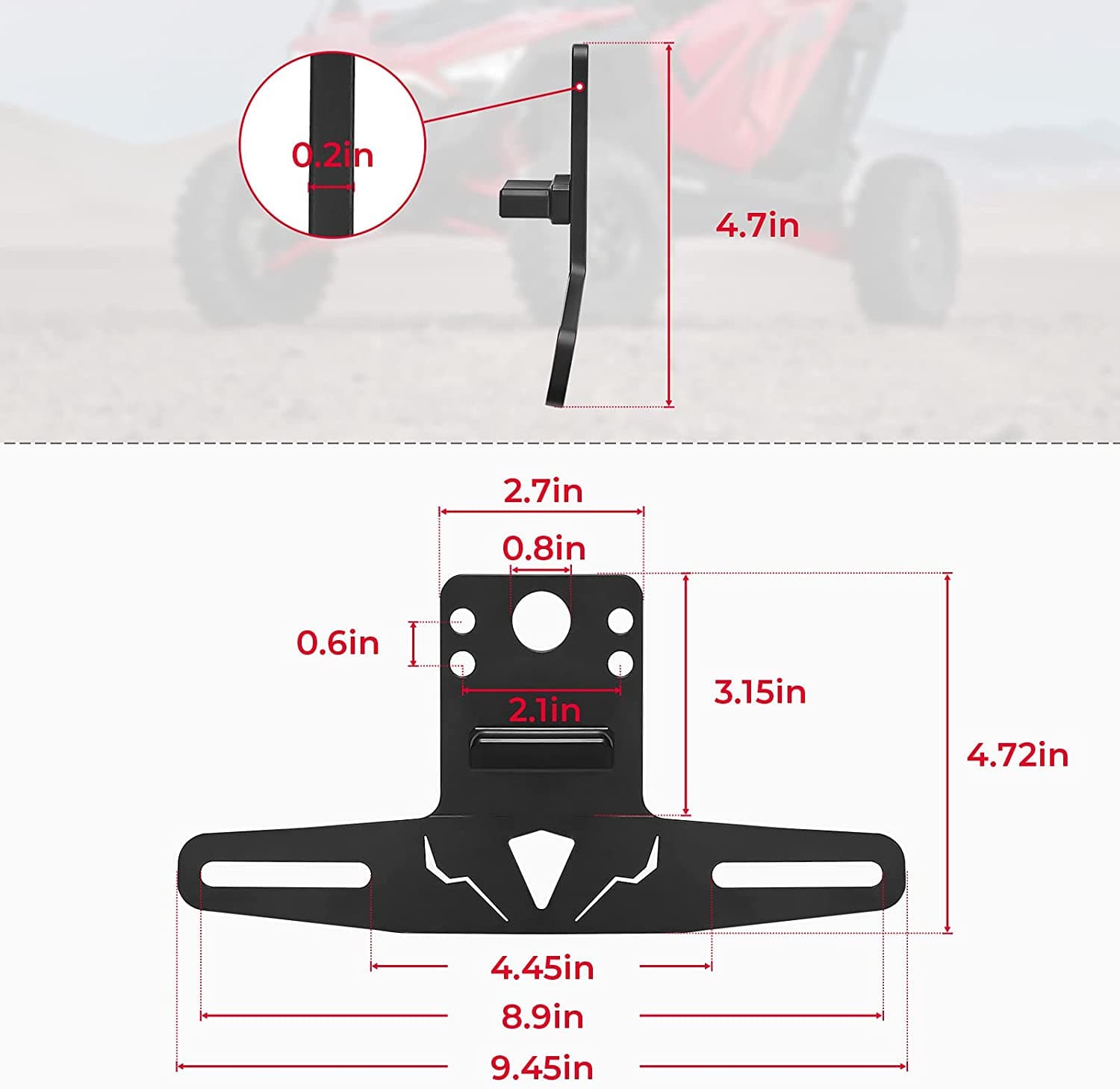 Photo of Universal 12V Lighted License Plate Holder for Can Am X3 / Polaris RZR by Kemimoto - Premium for UTVs / Side by Sides