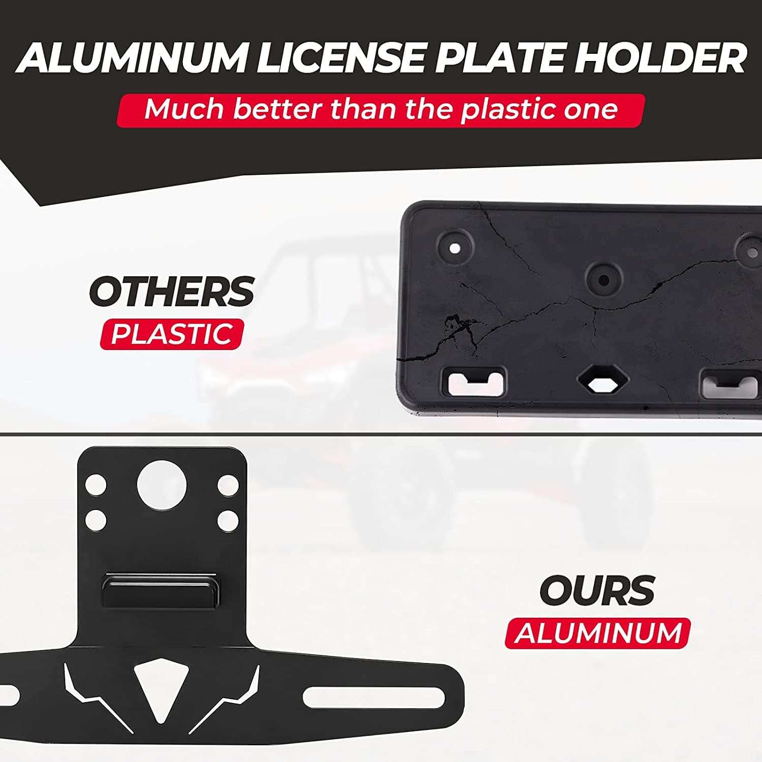 Photo of Universal 12V Lighted License Plate Holder for Can Am X3 / Polaris RZR by Kemimoto - Premium for UTVs / Side by Sides