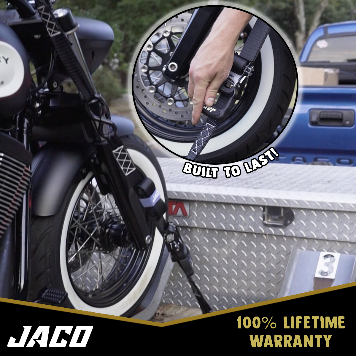 Photo of Heavy Duty Ratchet Tie Down Straps with Soft Loops (1.6" x 8 ft) | AAR Certified Break Strength (5,208 lbs) by JACO - Premium Tie Downs for UTVs / Side by Sides