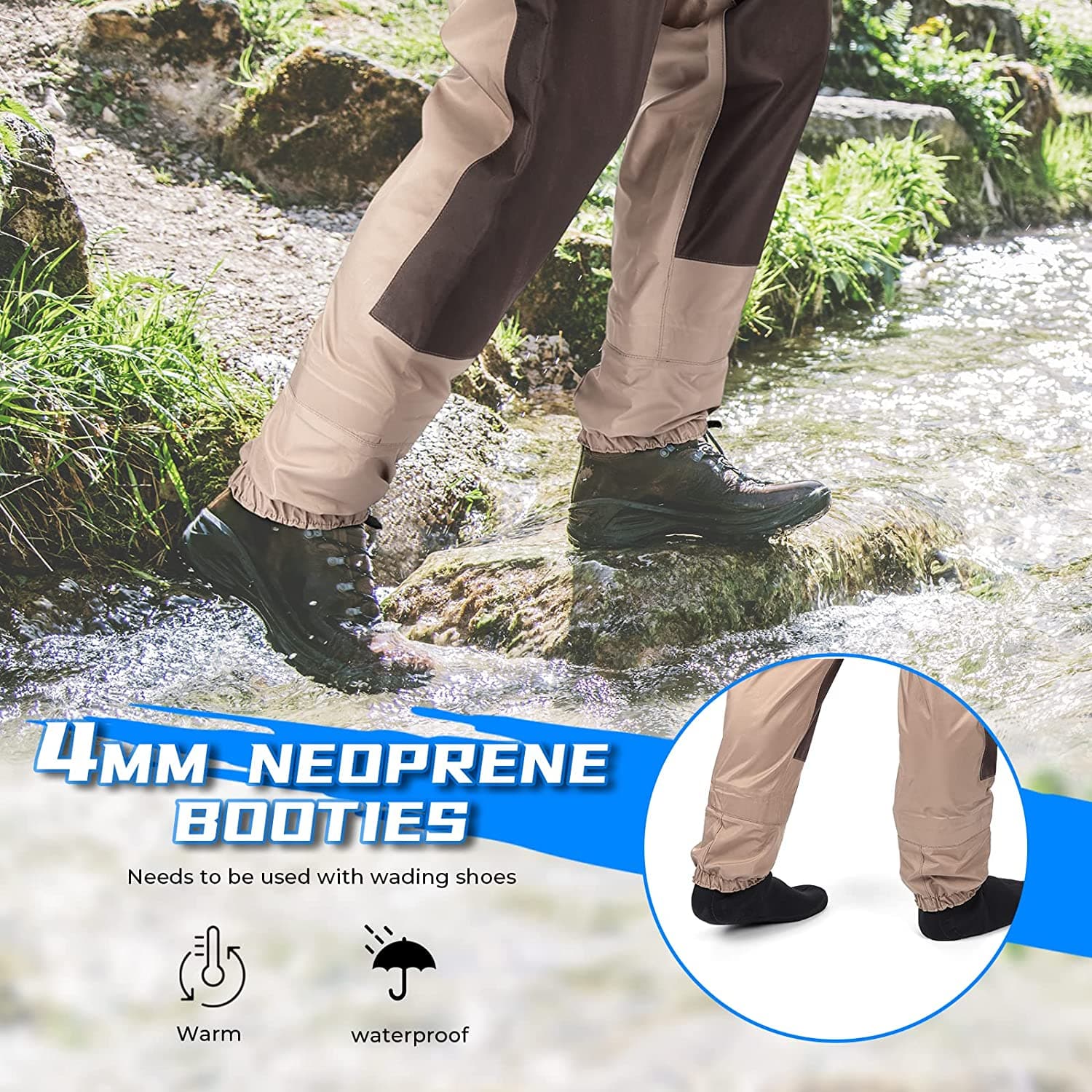 Photo of Men's Waders Pants Breathable Chest Wader for Fly Fishing & Duck Hunting, Khaki by Kemimoto - Premium for UTVs / Side by Sides