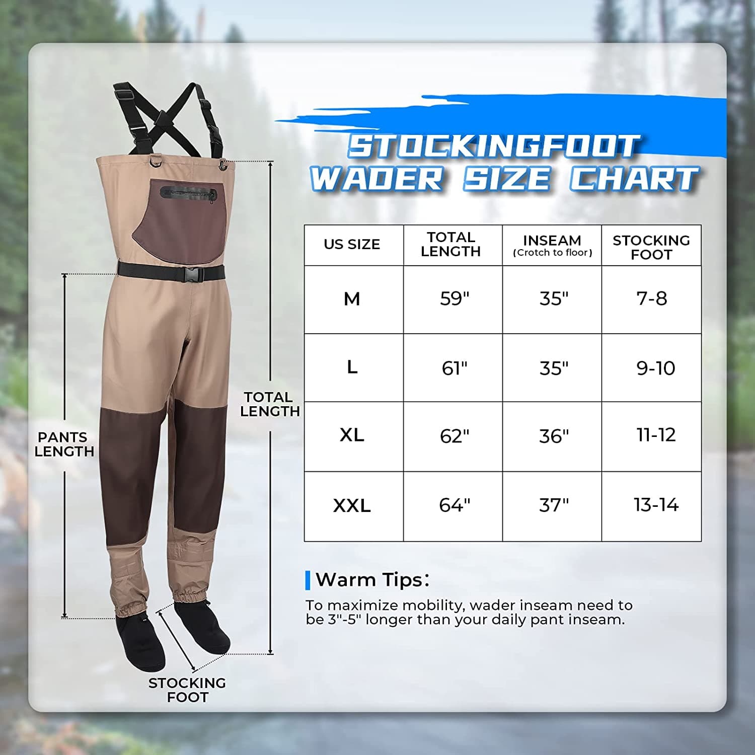 Photo of Men's Waders Pants Breathable Chest Wader for Fly Fishing & Duck Hunting, Khaki by Kemimoto - Premium for UTVs / Side by Sides