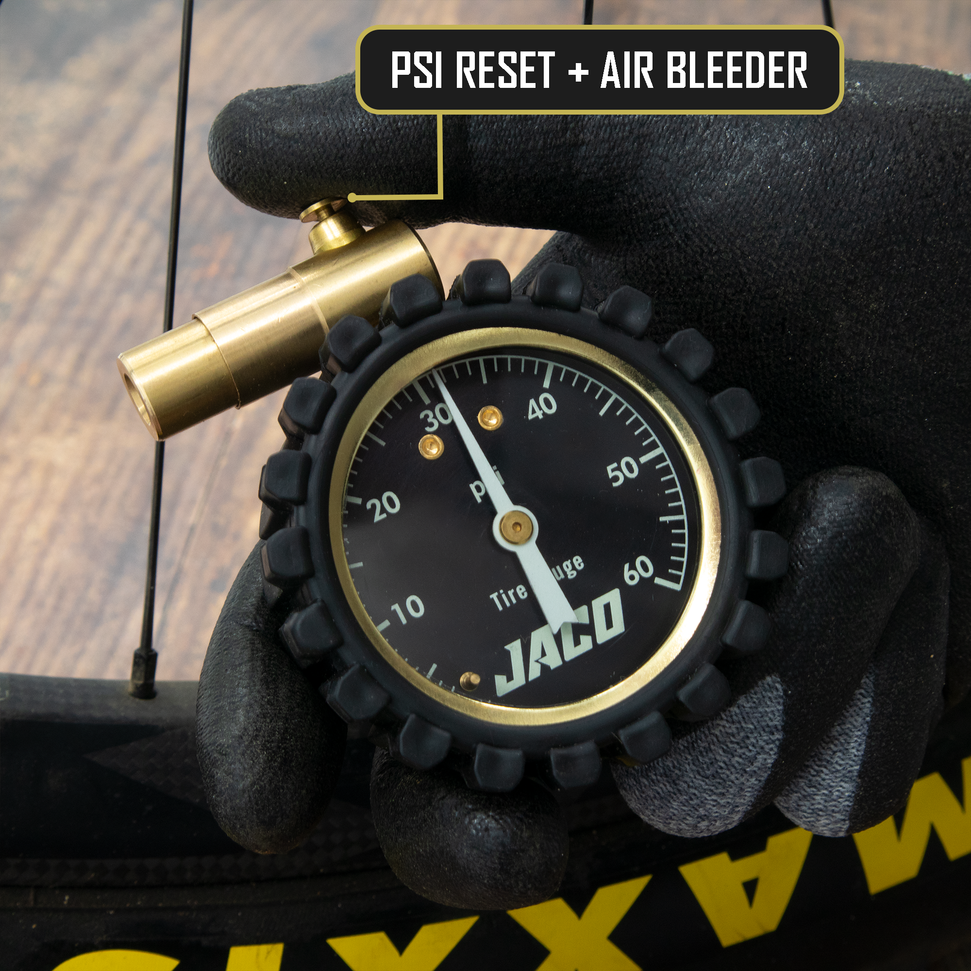 Photo of MBX-60 Presta Tire Pressure Gauge for Bikes (Max 60 PSI) | MTB & XC Series by JACO - Premium Presta Tire Gauge for UTVs / Side by Sides