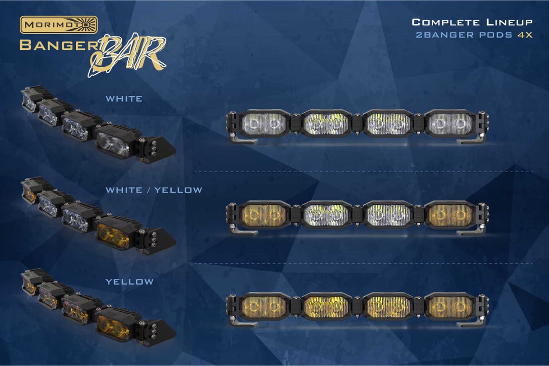 Photo of Morimoto Single Row Banger Bar Off Road LED Bar Light - 4 Pod / 16” by Morimoto - Premium Light Bars for UTVs / Side by Sides