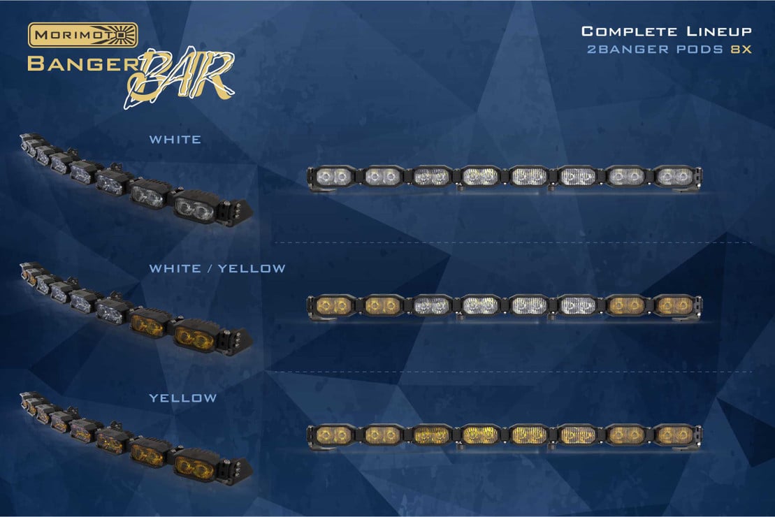 Photo of Morimoto Single Row Banger Bar off Road LED Light Bar - 8 Pod / 31.5” by Morimoto - Premium Light Bars for UTVs / Side by Sides