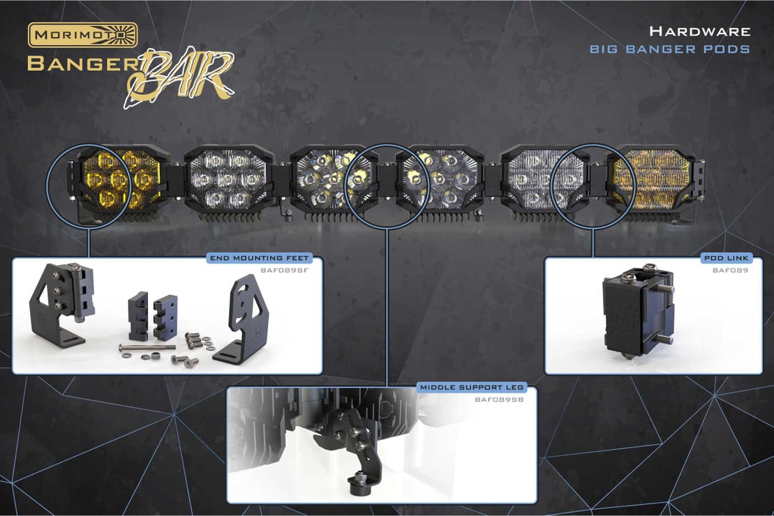 Photo of Morimoto Triple Row Banger Bar Links & Mounting Accessories - Big Banger by Morimoto - Premium Light Bars for UTVs / Side by Sides