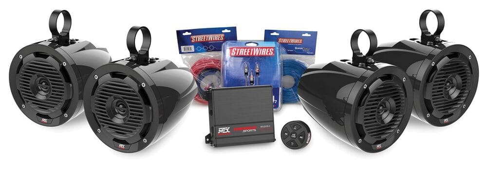 MTX Audio Universal Bluetooth Audio Package With Amplifier & 4 Roll Cage Speakers