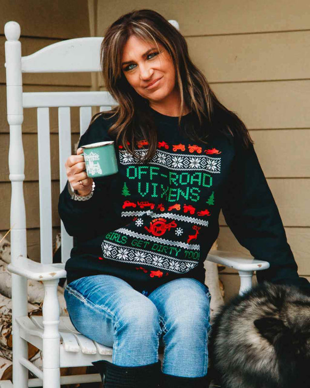 Photo of Naughty or Nice Christmas Crew by OFF-ROAD VIXENS CLOTHING CO. - Premium Ladies Long Sleeves for UTVs / Side by Sides