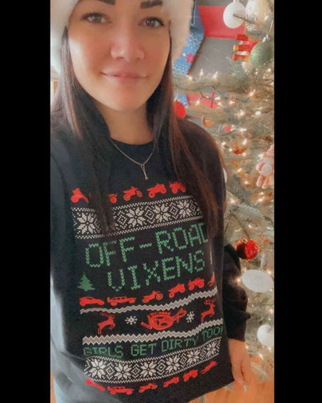 Photo of Naughty or Nice Christmas Crew by OFF-ROAD VIXENS CLOTHING CO. - Premium Ladies Long Sleeves for UTVs / Side by Sides