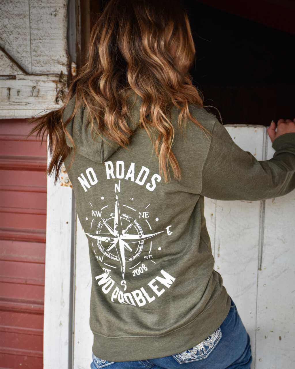 Photo of No Roads Unisex Zip Up Hoodie by OFF-ROAD VIXENS CLOTHING CO. - Premium Ladies Hoodies for UTVs / Side by Sides