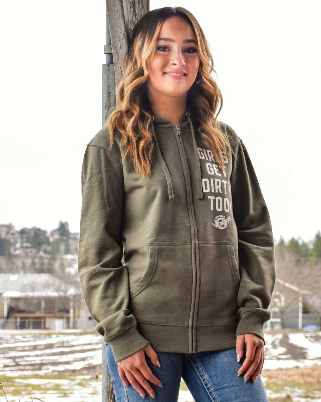 Photo of No Roads Unisex Zip Up Hoodie by OFF-ROAD VIXENS CLOTHING CO. - Premium Ladies Hoodies for UTVs / Side by Sides